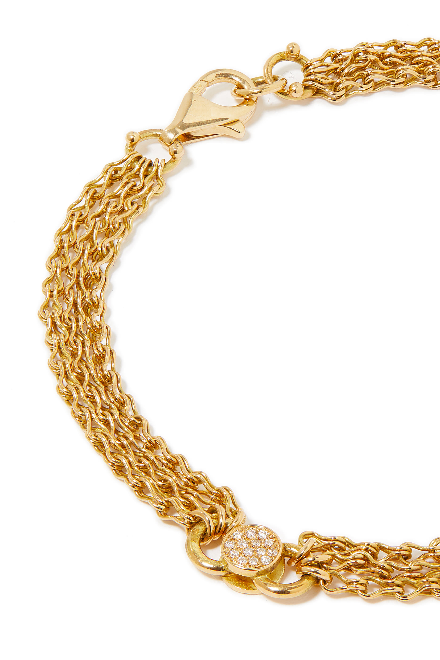 سوار نور بحلية مزينة بنقشة عبارة 'أنت عمري' والماس، ذهب أصفر عيار 18