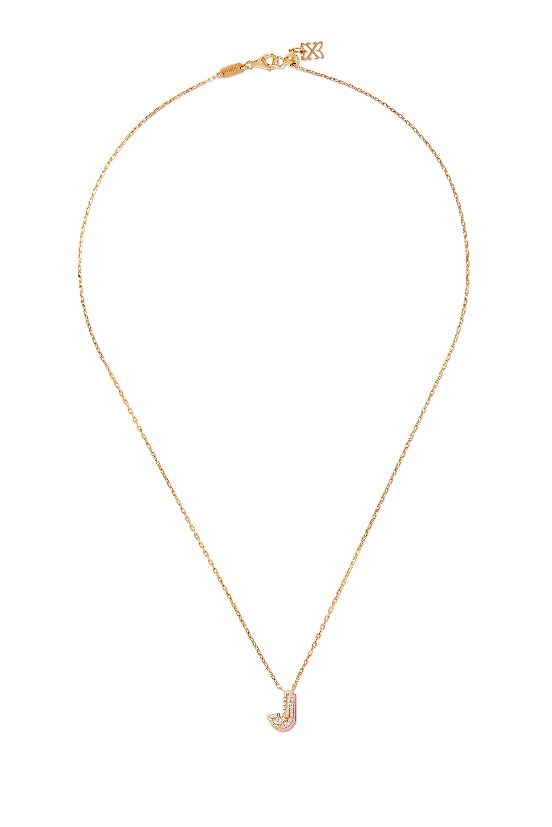 J Letter Necklace in 18k Yellow Gold & Diamonds