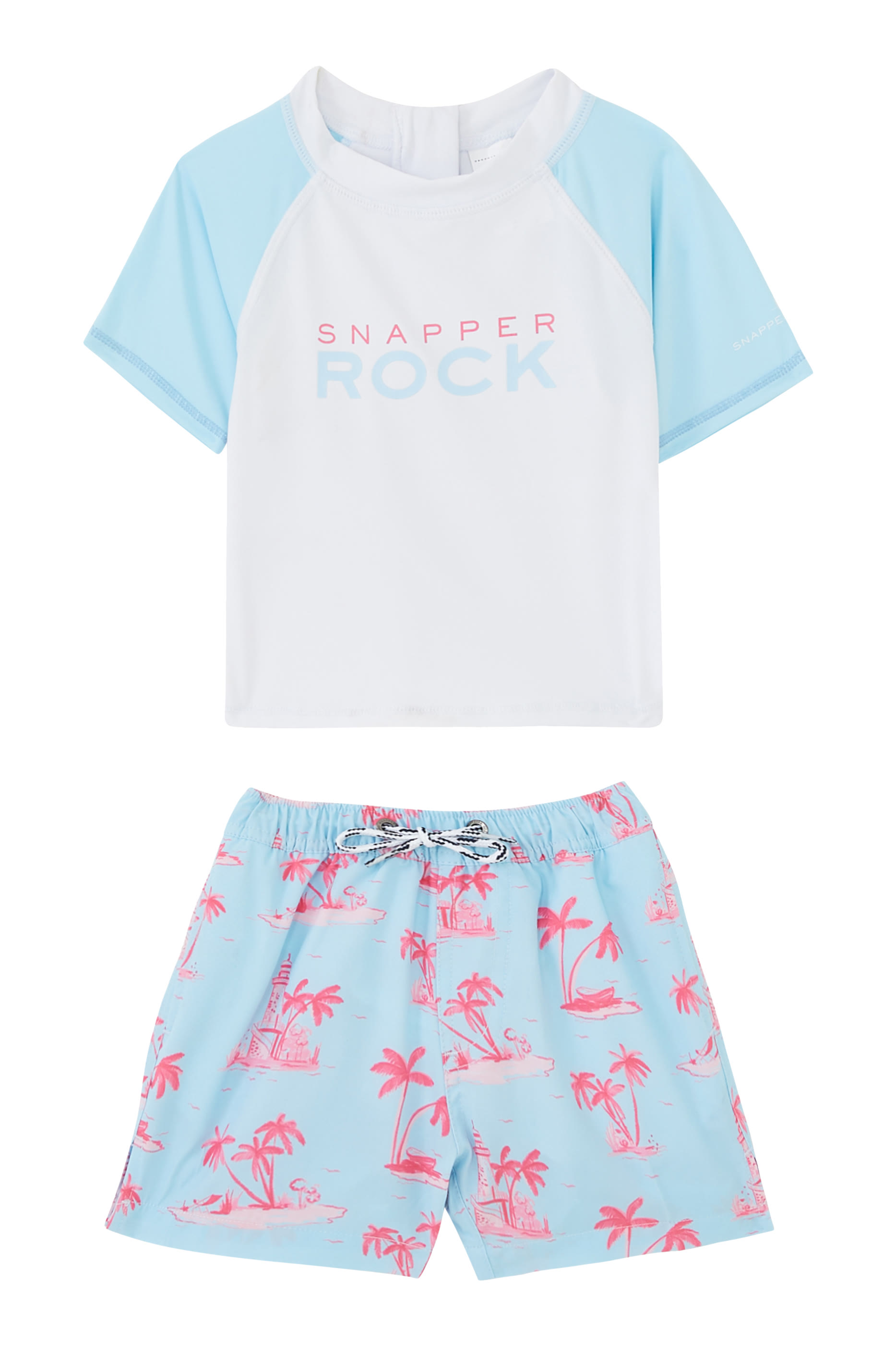 طقم مستدام للأطفال بأكمام قصيرة ونقشة جزيرة بمنارة