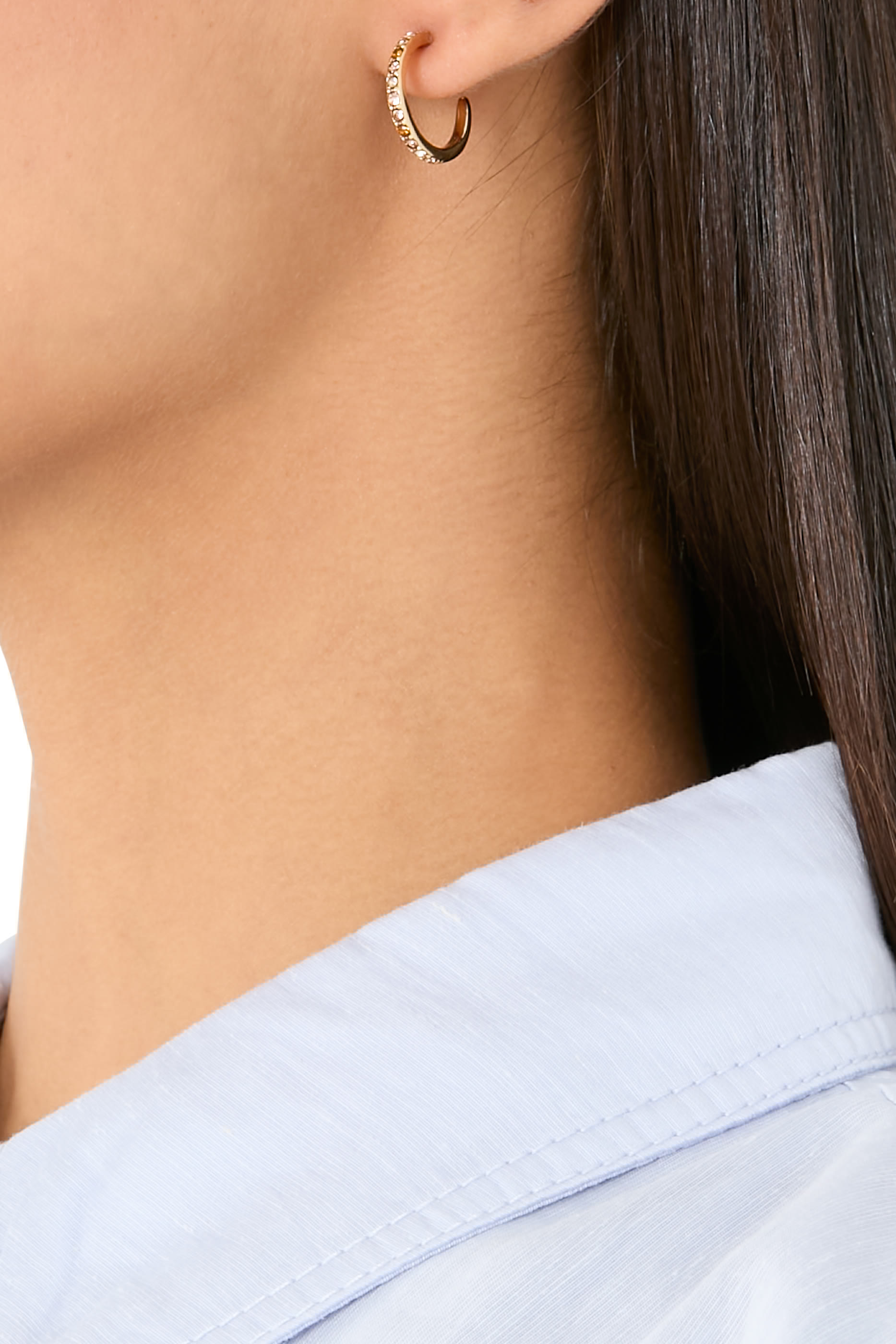 أقراط دائرية صغيرة بكريستال، نحاس