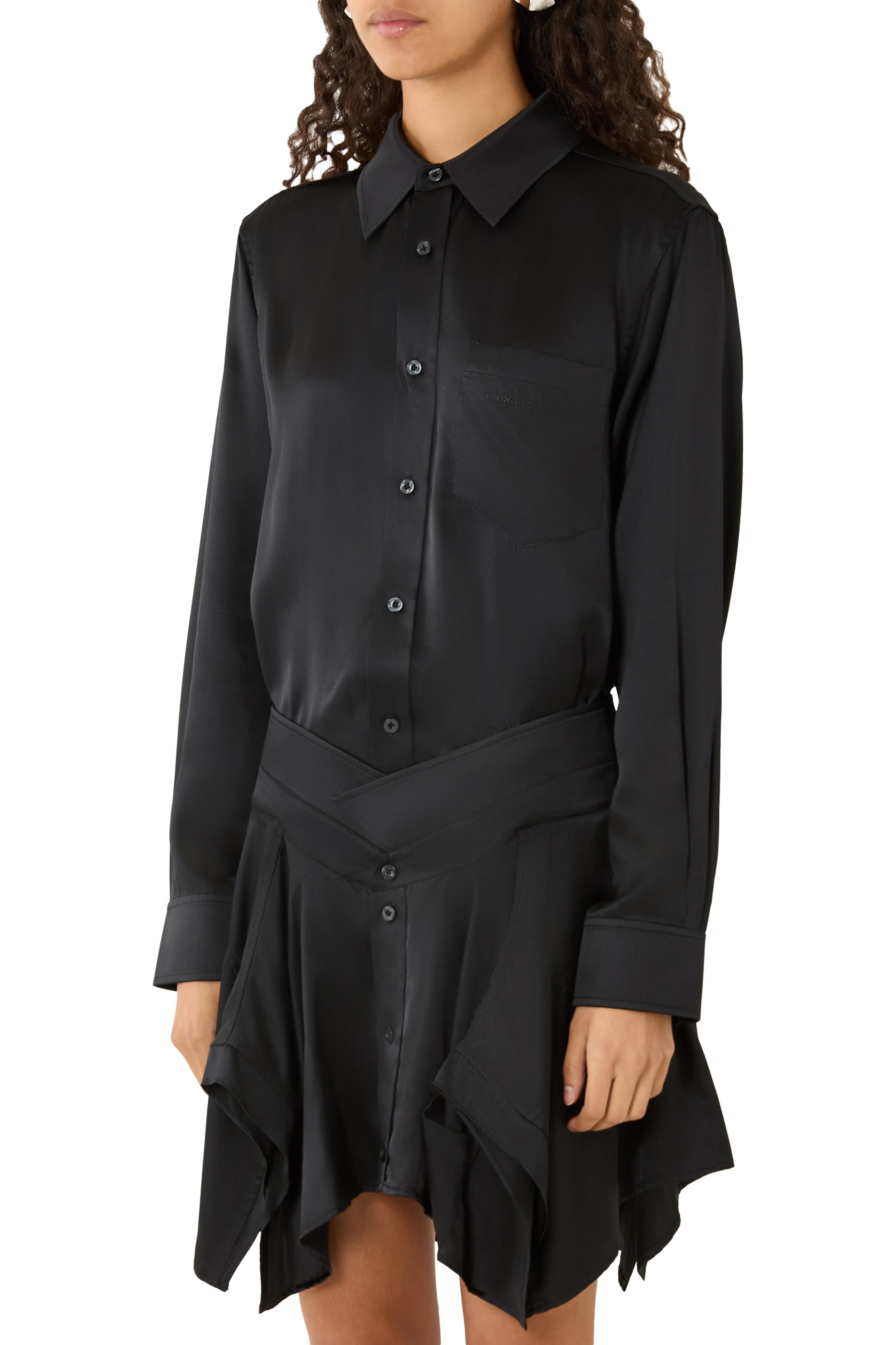 فستان بتصميم قميص مزدوج حرير شارميوز