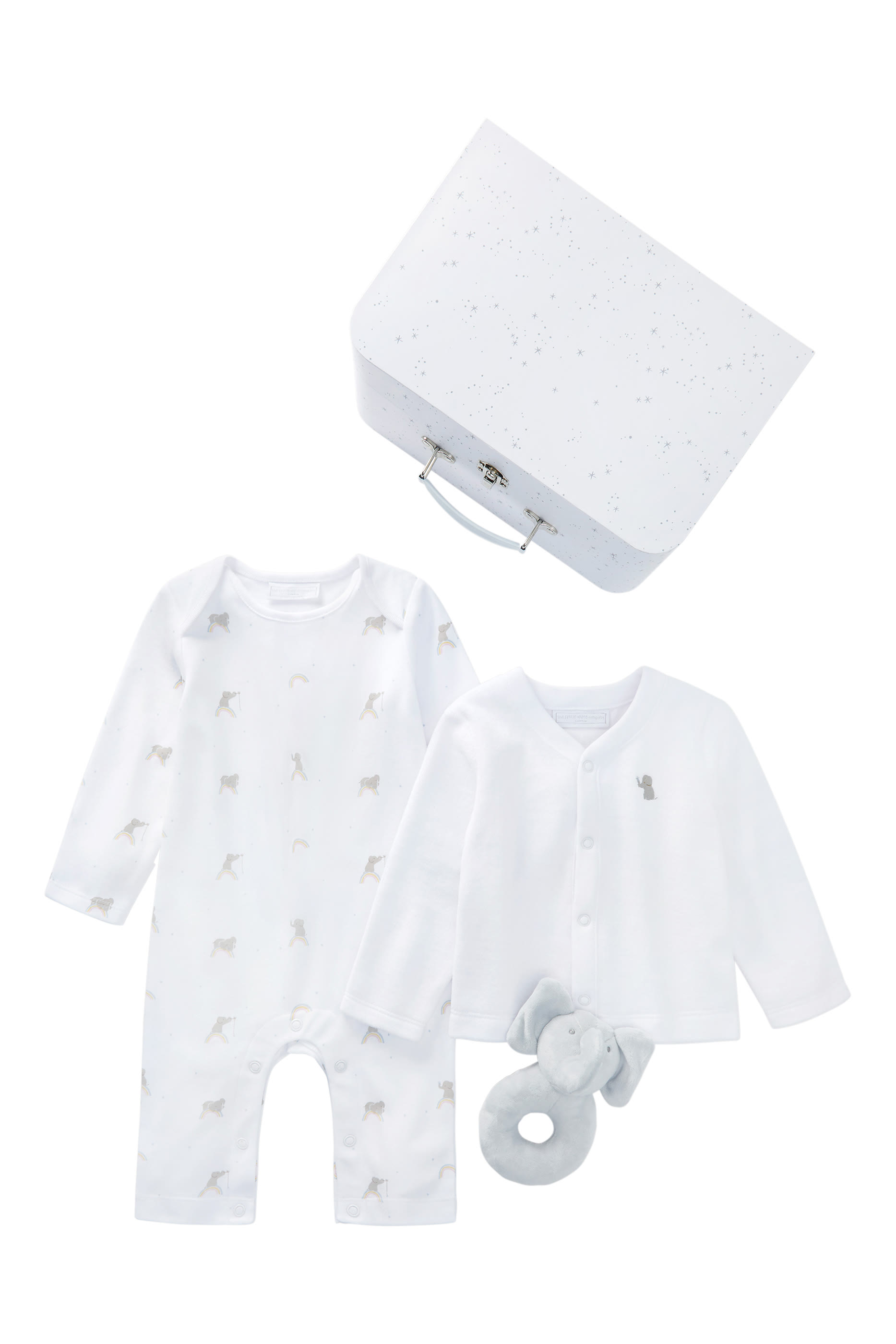 طقم هدية بنقشة فيل صغير قطن عضوي للأطفال