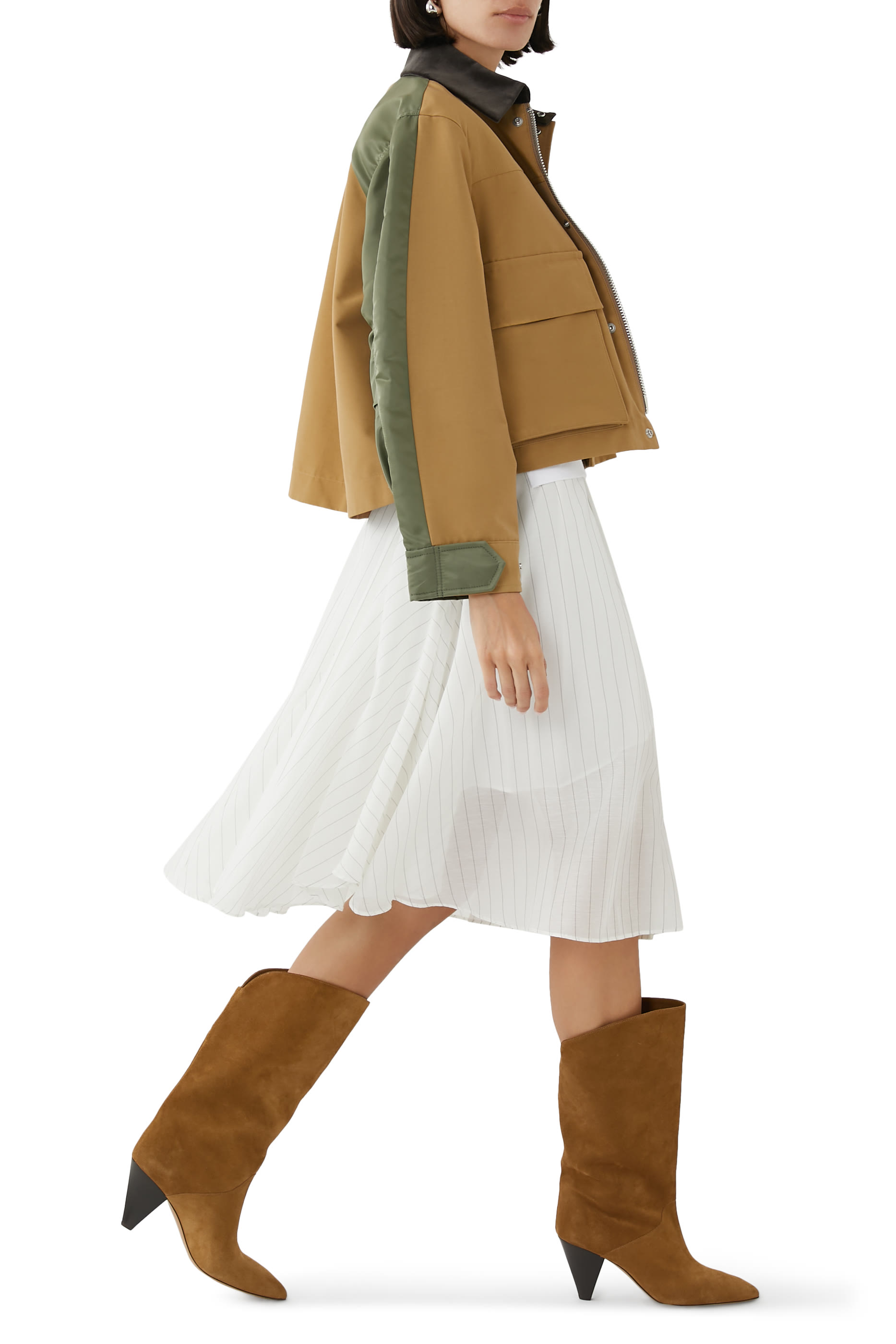 فستان قماش أورجانزا شبكي و قطن جيرسيه