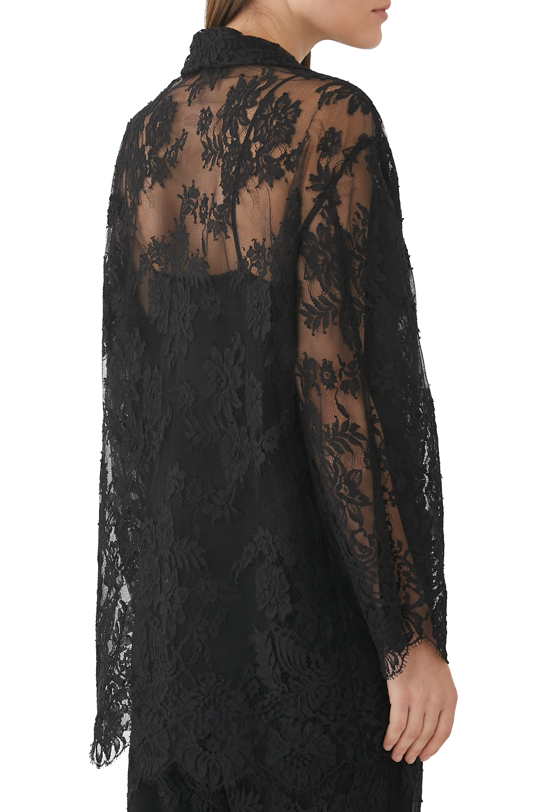 قميص دانتيل مزين بزهور