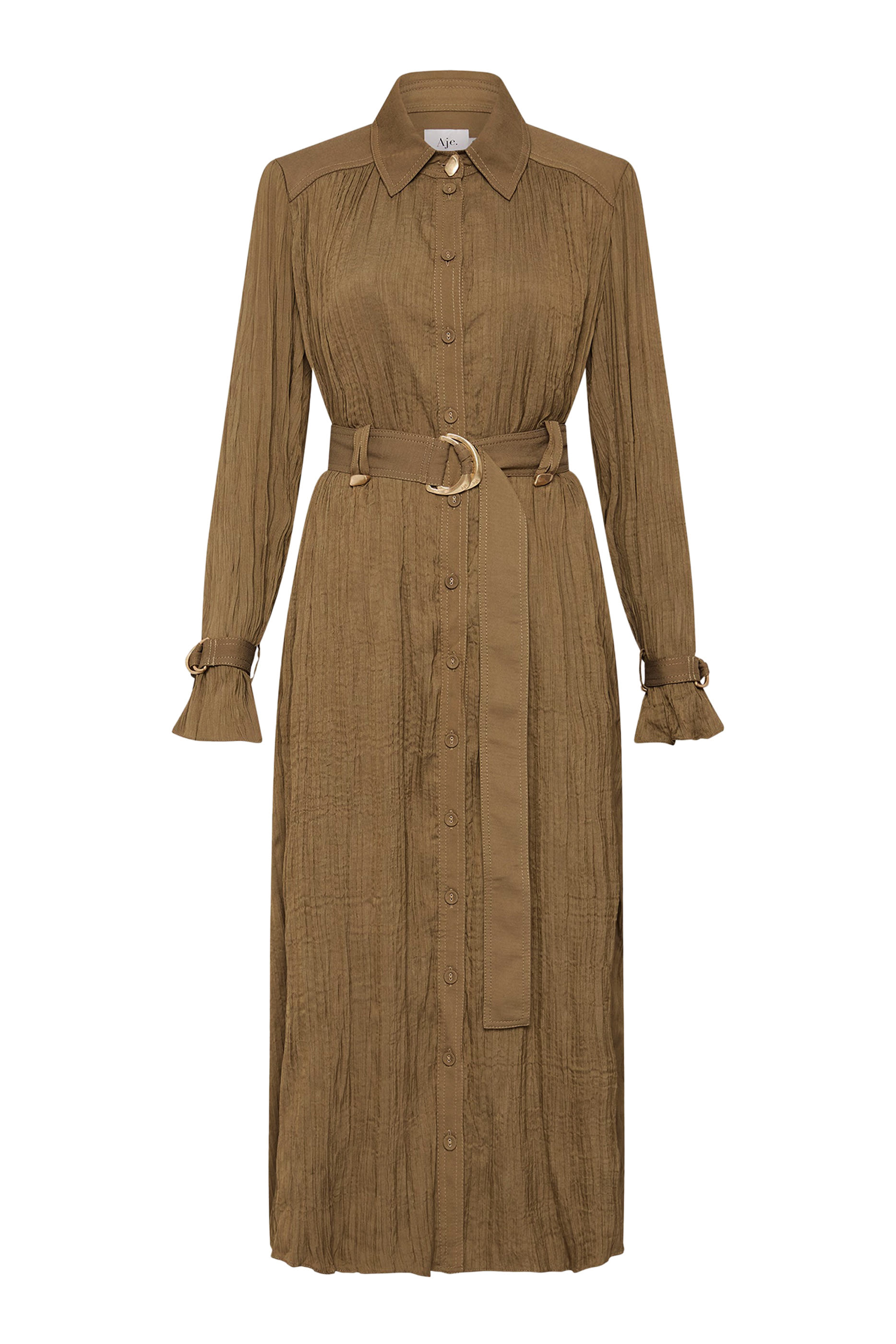 فستان بايز متوسط الطول قماش مجعد بطيات