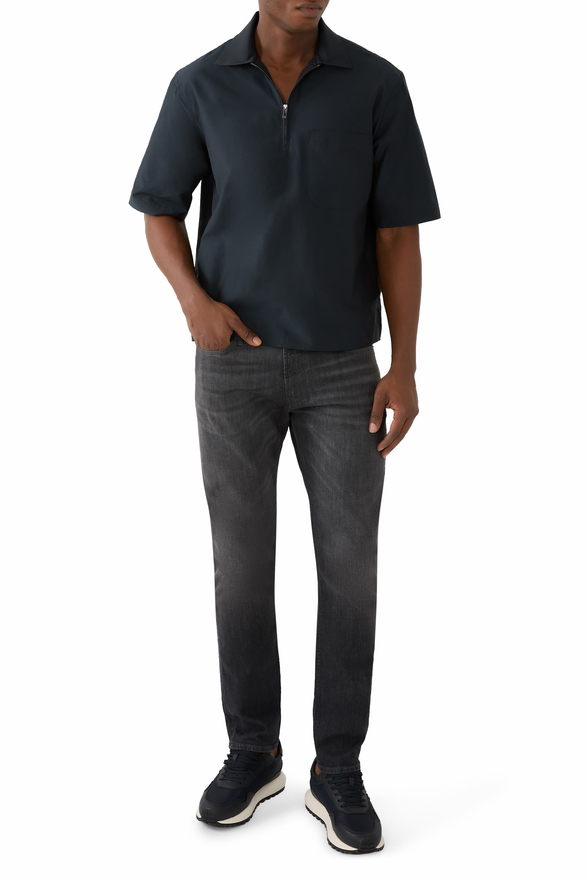 قميص  سحاب قطن وحرير