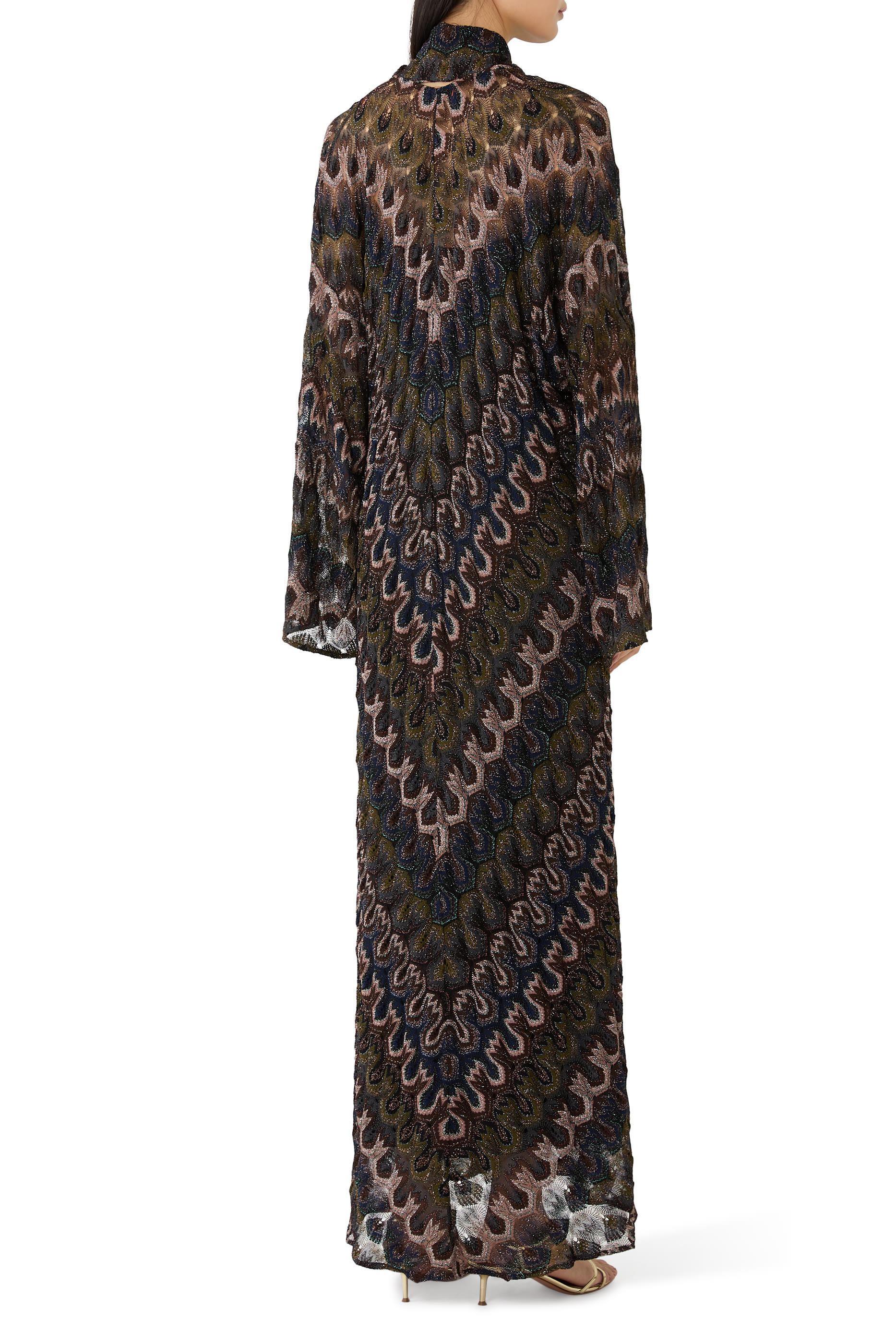 فستان طويل بوشاح قابل للإزالة فيسكوز لامع