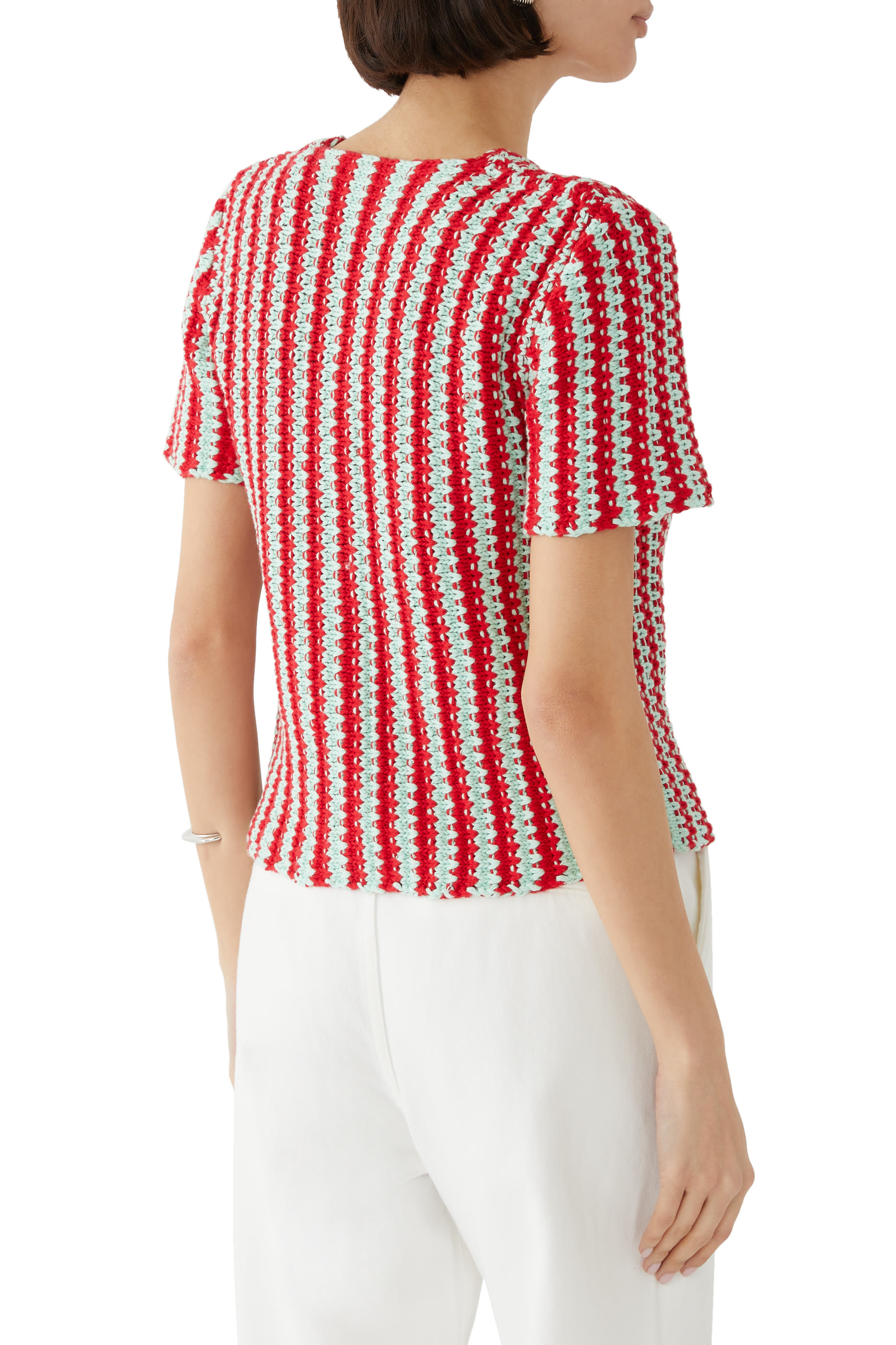 قميص بنقشة خطوط متعرجة كروشيه