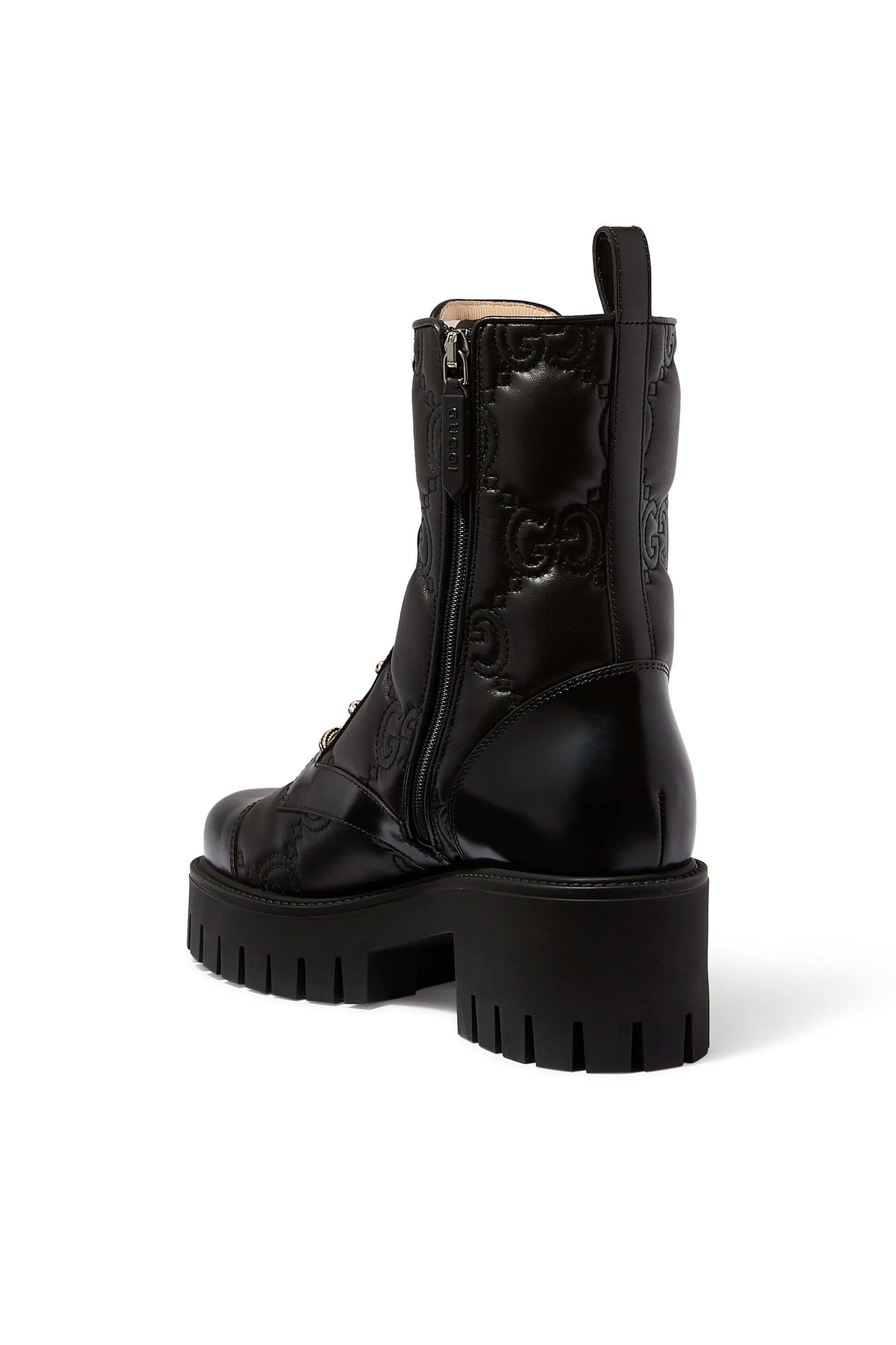 بوت بأربطة وحياكة مبطنة بشعار GG