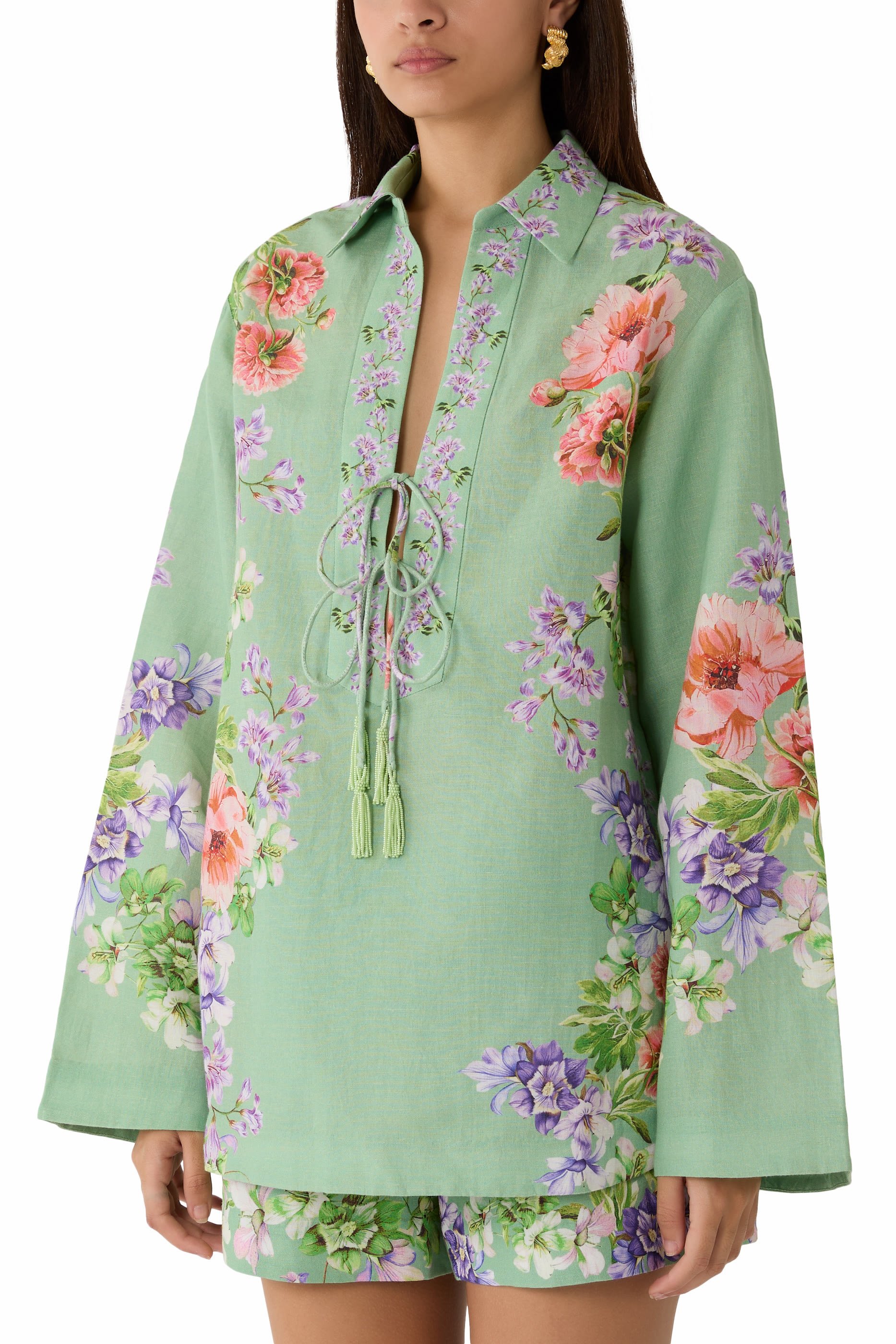 تونيك بياقة وأكتاف منخفضة