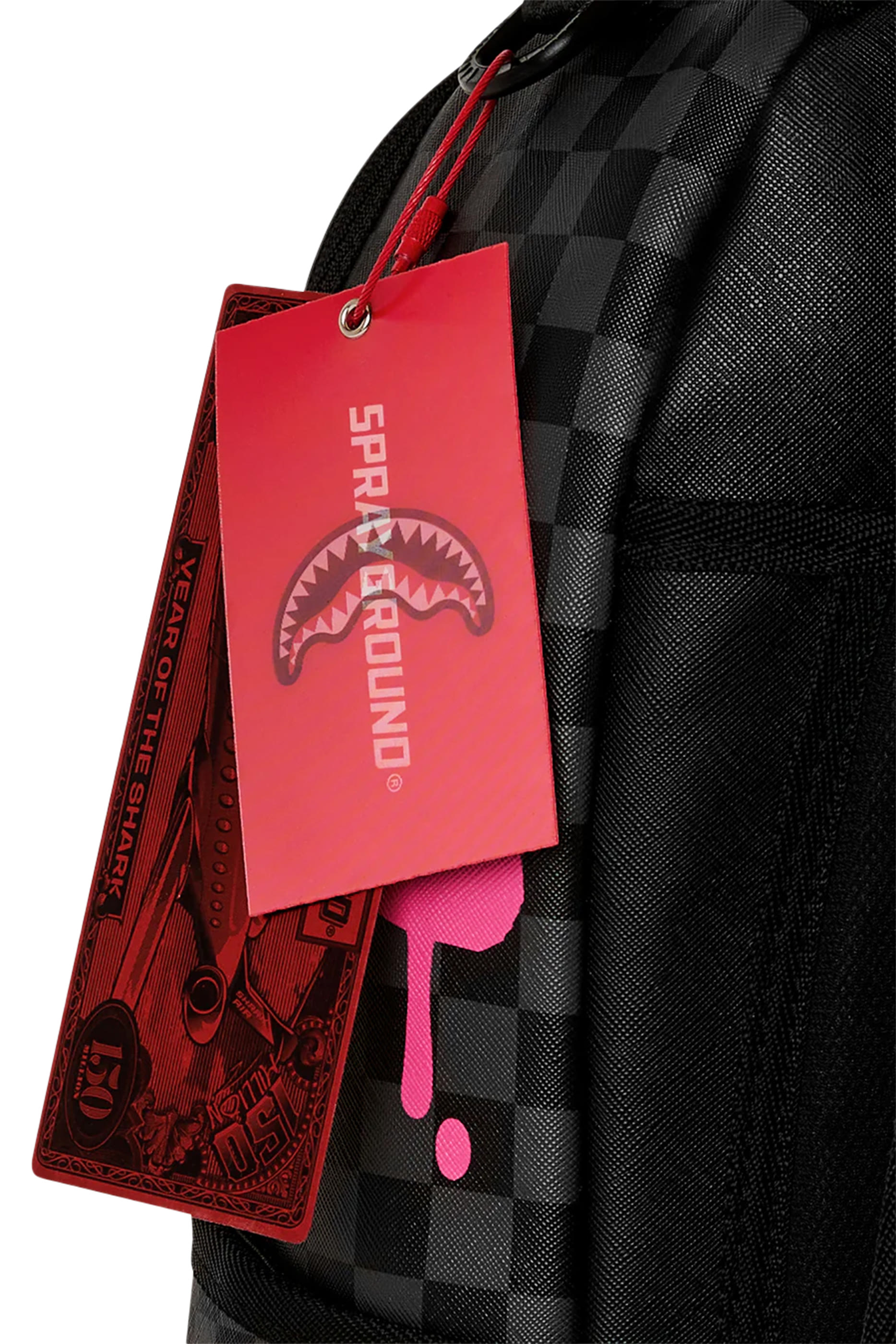 حقيبة ظهر بنقشة النمر الوردي والقرش الماسي للأطفال