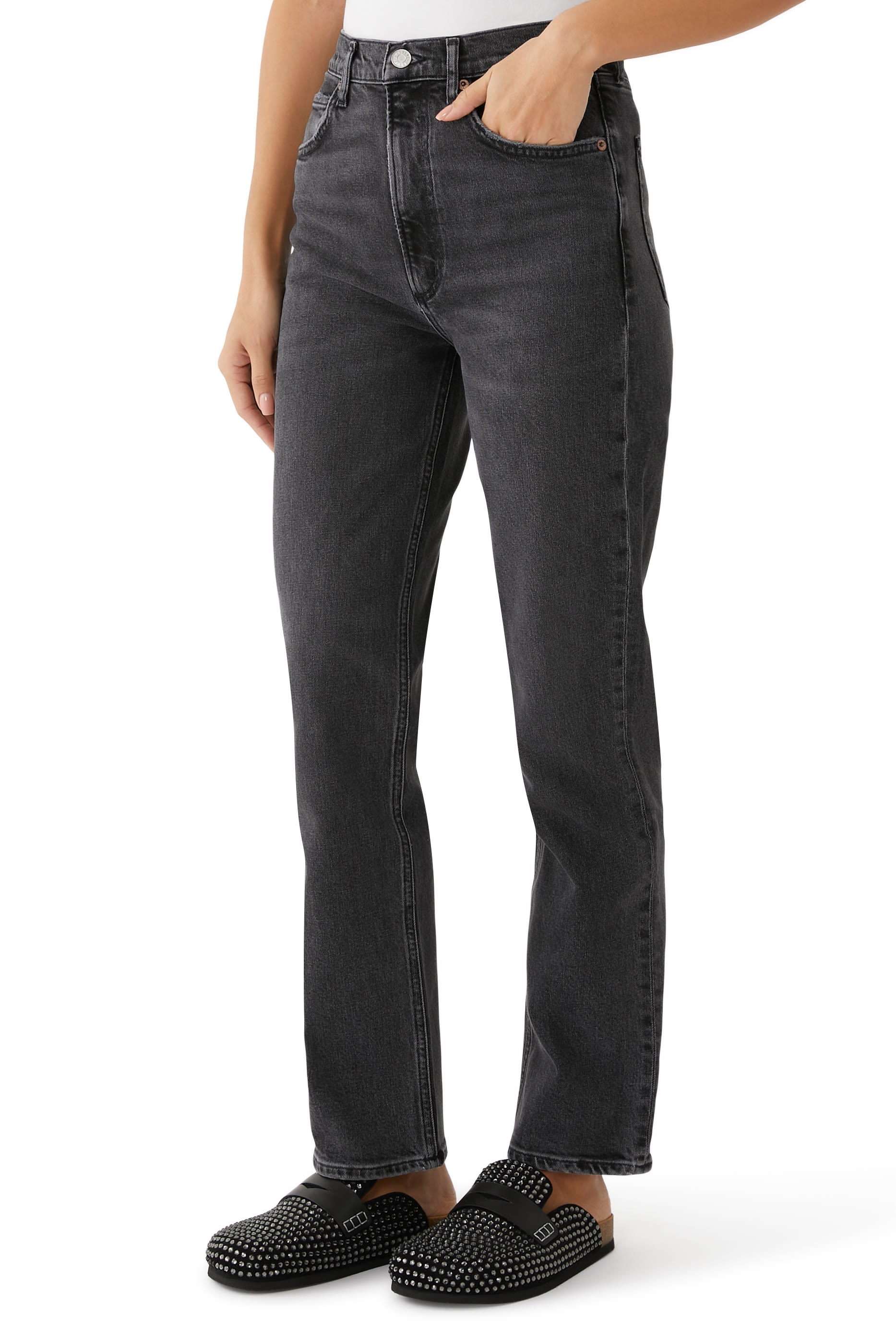 بنطال جينز ستوف بايب بخصر مرتفع