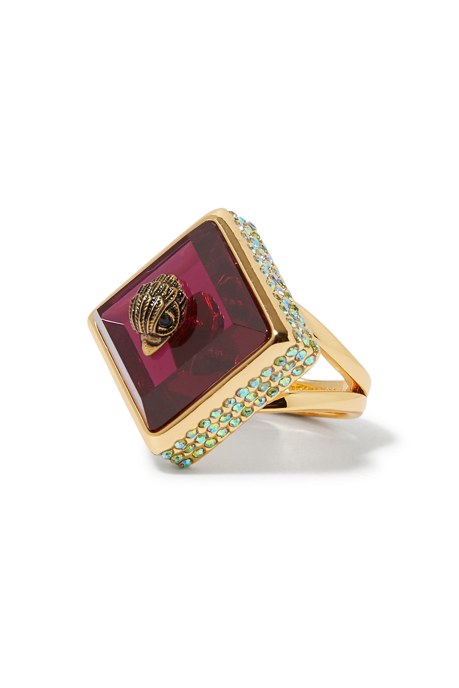 خاتم كوكتيل بتصميم مربع بشعار الماركة