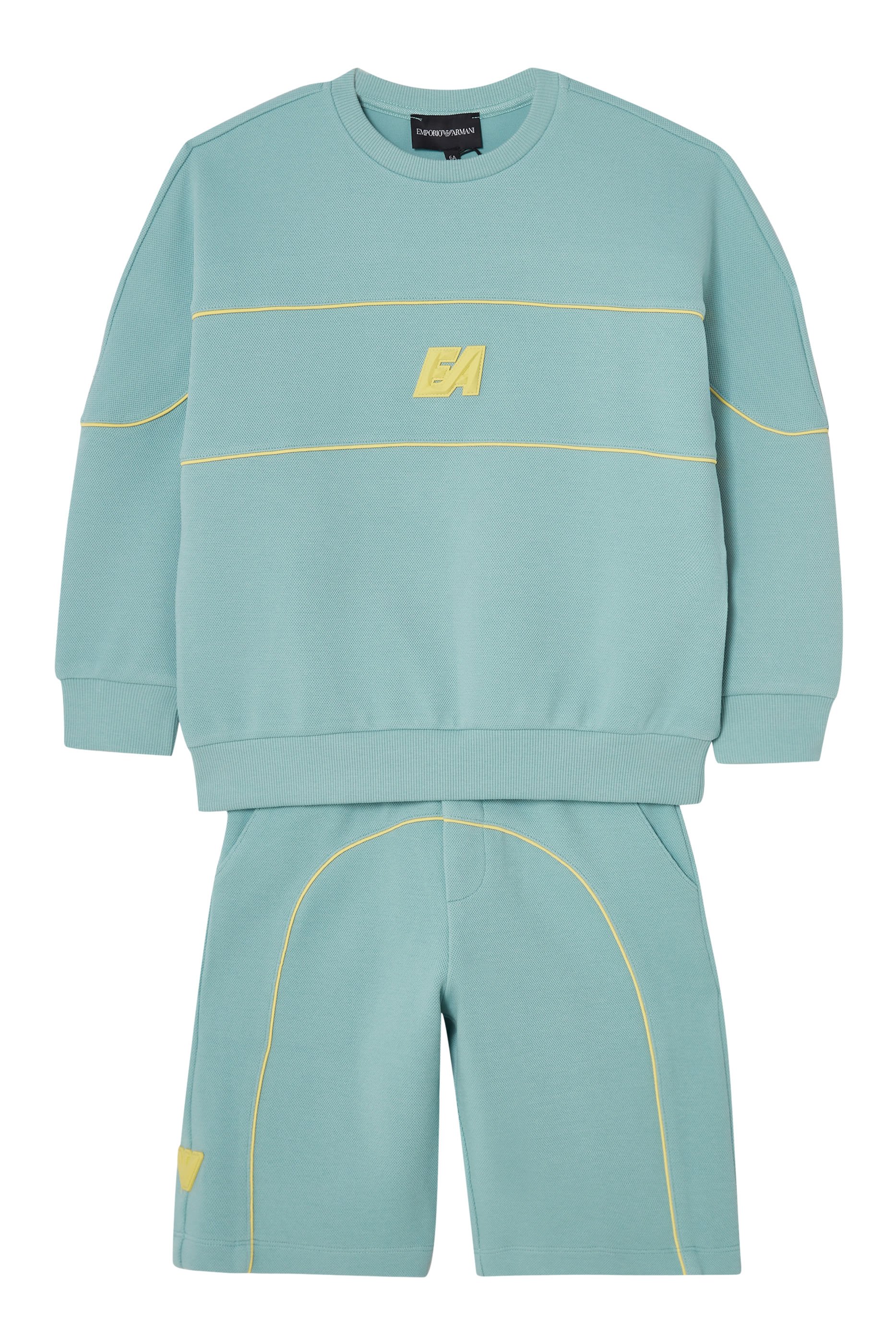 شورت بيرمودا بشعار الماركة مزين بتفاصيل بارزة جيرسيه مزدوج بيكيه للأطفال