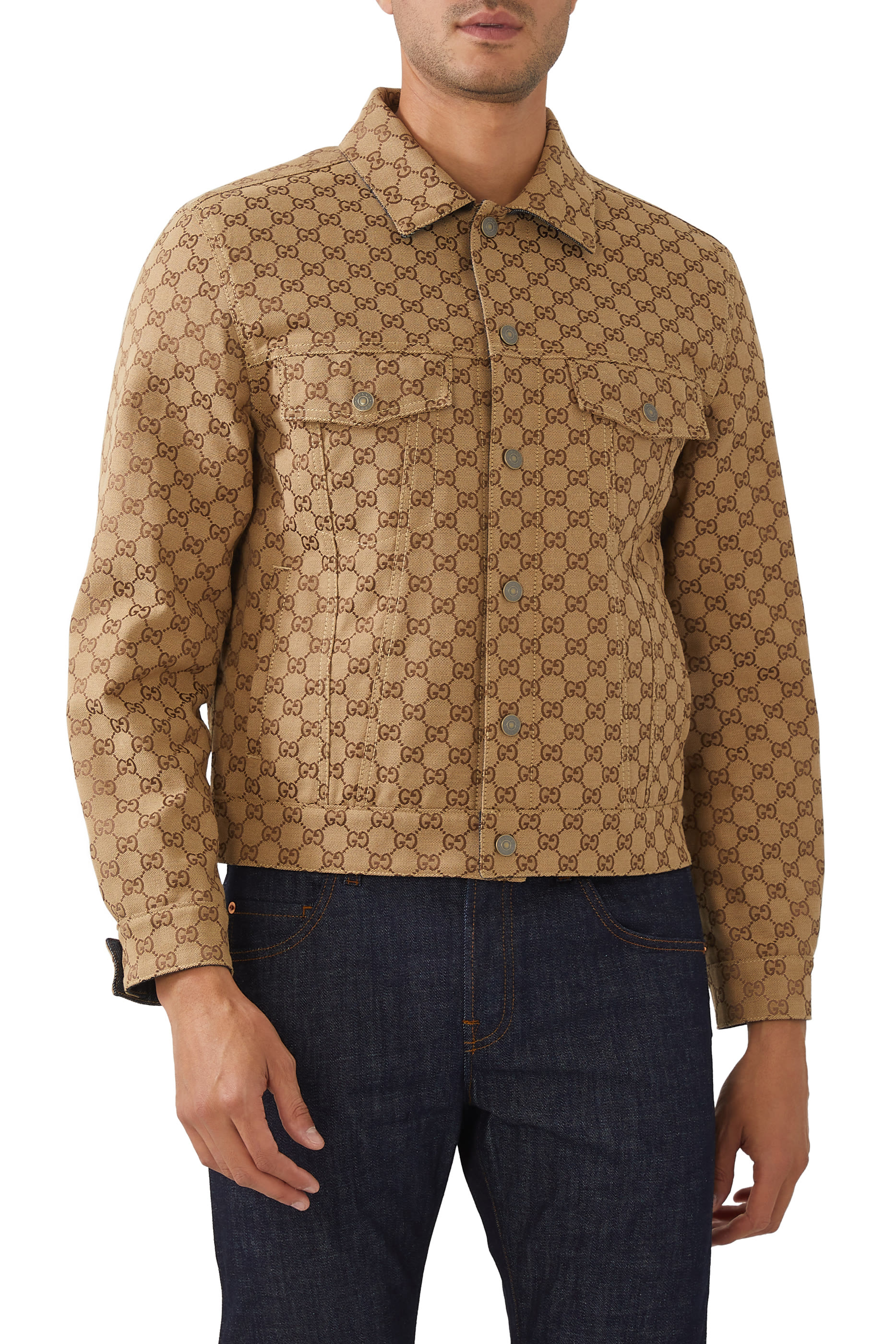 جاكيت دنيم بوجين وشعار حرفي GG