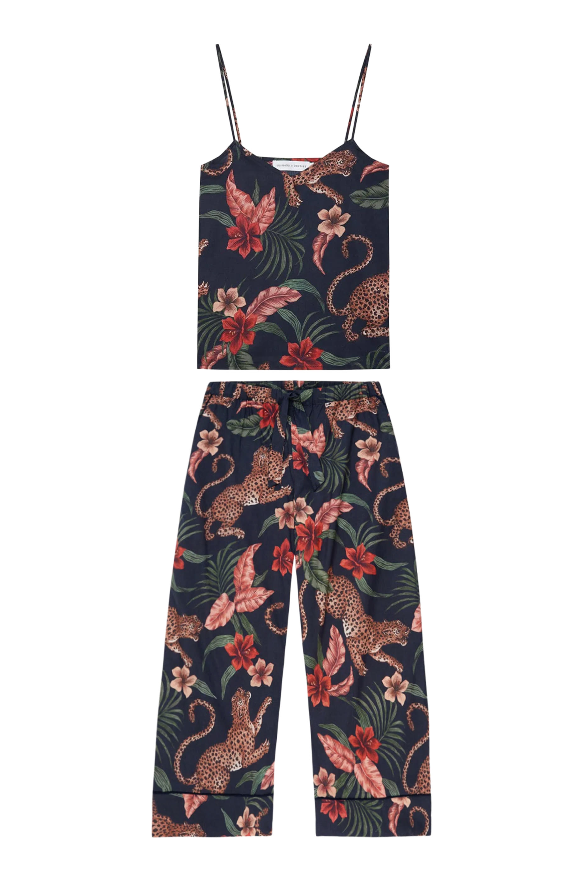 طقم بلوزة كاميسول بنقشة جلد النمر وبنطال بقصة ساق واسعة 