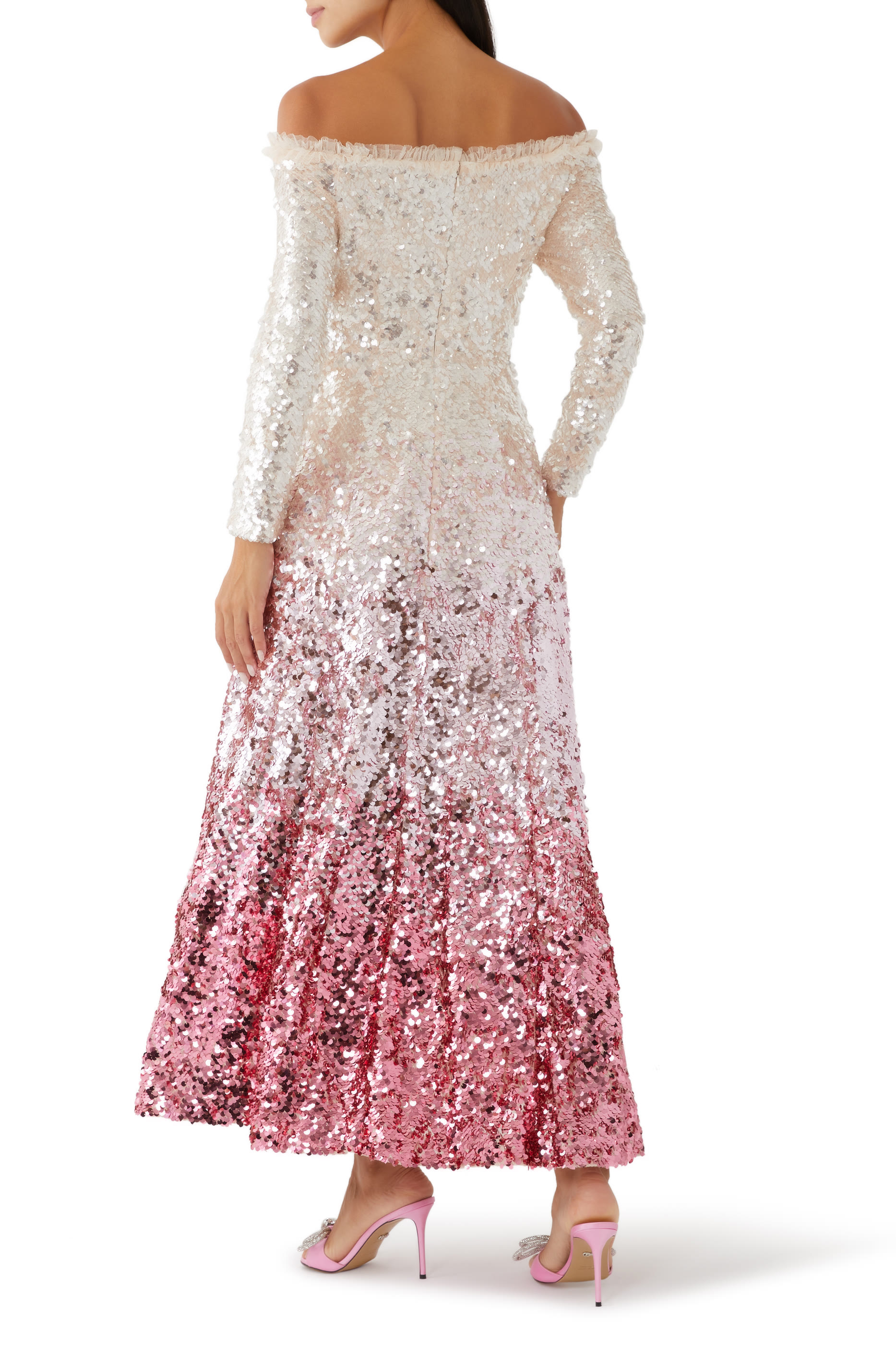 فستان سهرة هالي بطول الكاحل ولون متدرج