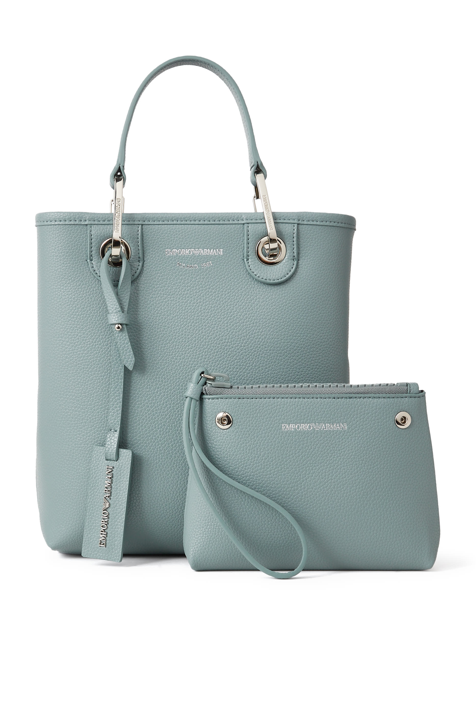 حقيبة يد بشعار الماركة بنقشة جلد غزال