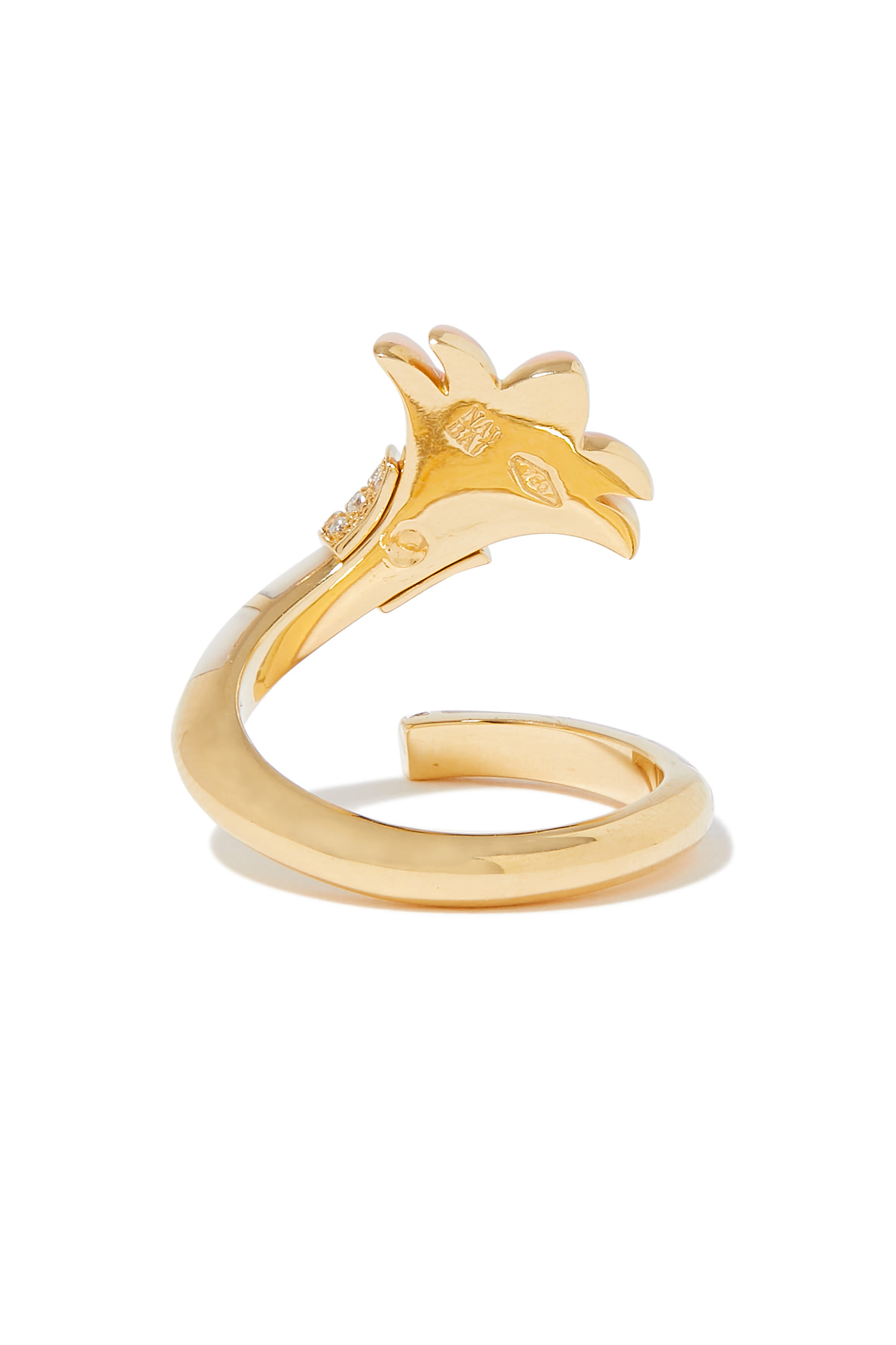 خاتم خنصر سايكدليا اون ايه فاين مزين بالمرجان الوردي وعرق اللؤلؤ والماس، ذهب أصفر عيار 18