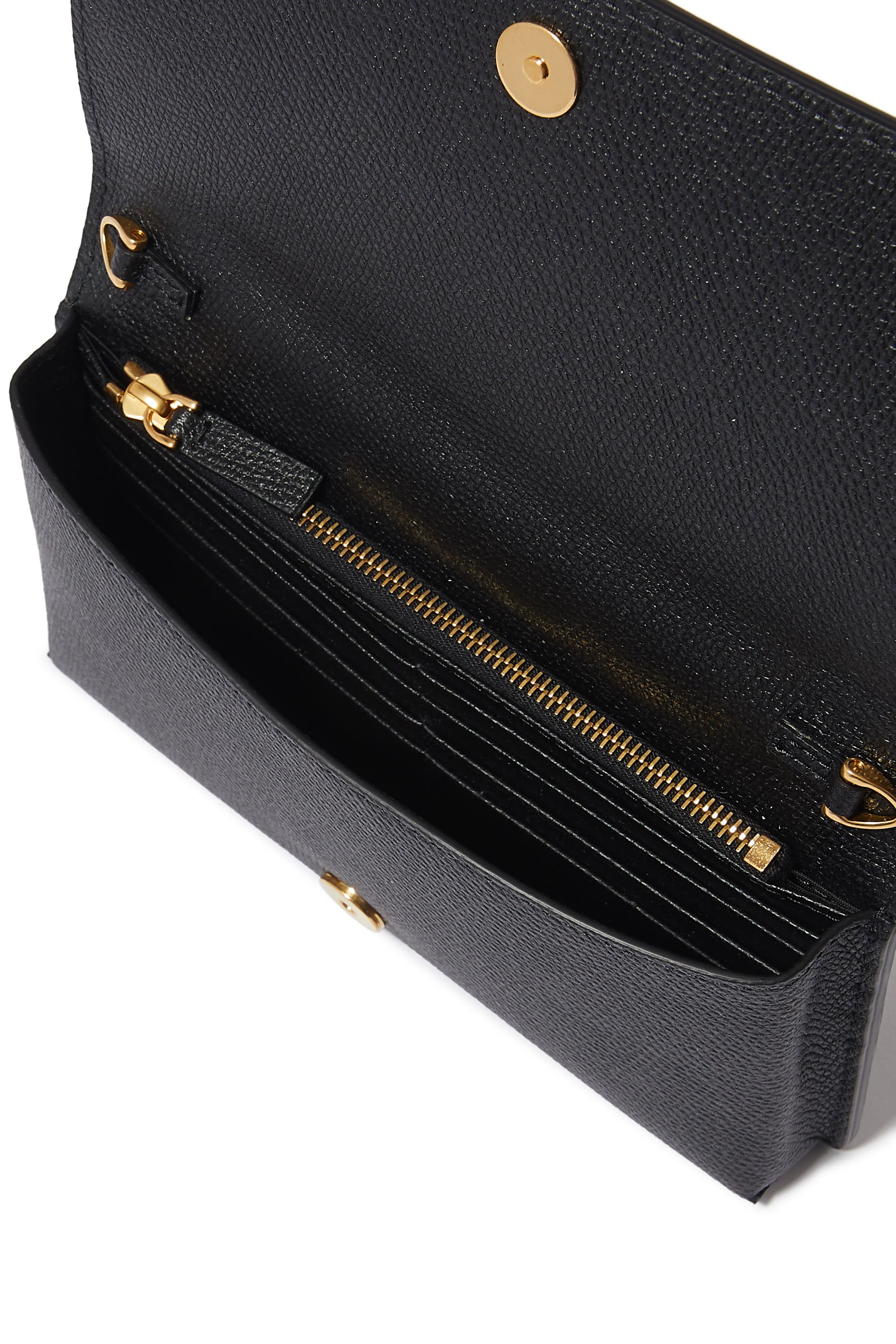 محفظة بشعار الماركة جلد عجل بارز الملمس