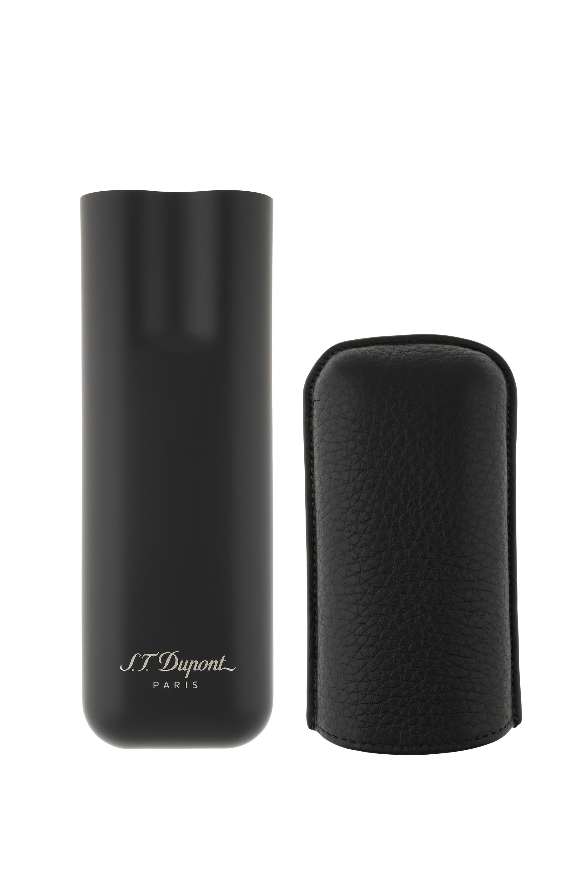 حافظة سيجار مزدوجة جلد بارز الملمس ومعدن