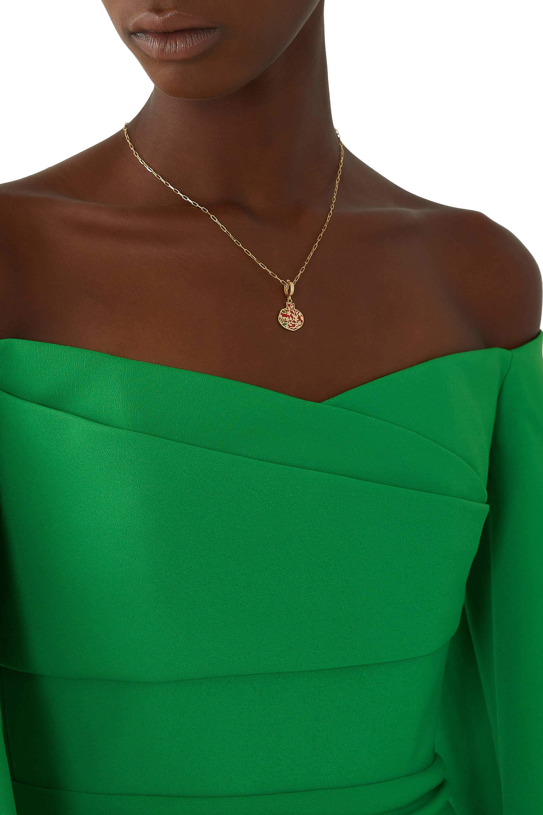 دلاية بتصميم رمان مرصع بالماس ذهب أصفر عيار 18