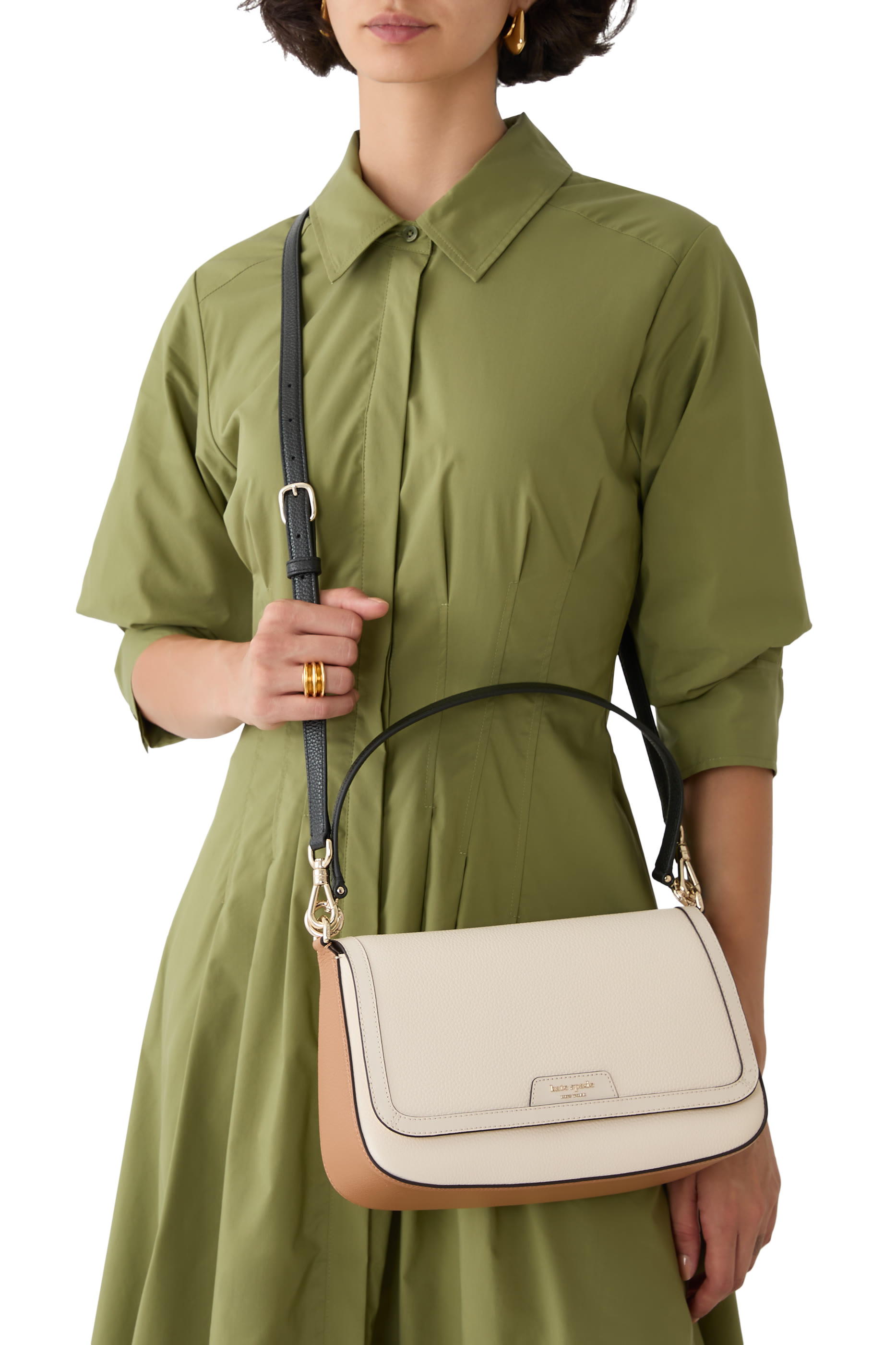 حقيبة كتف هودسون قابلة للتعديل بتصميم مقسم بألوان وغطاء قلاب