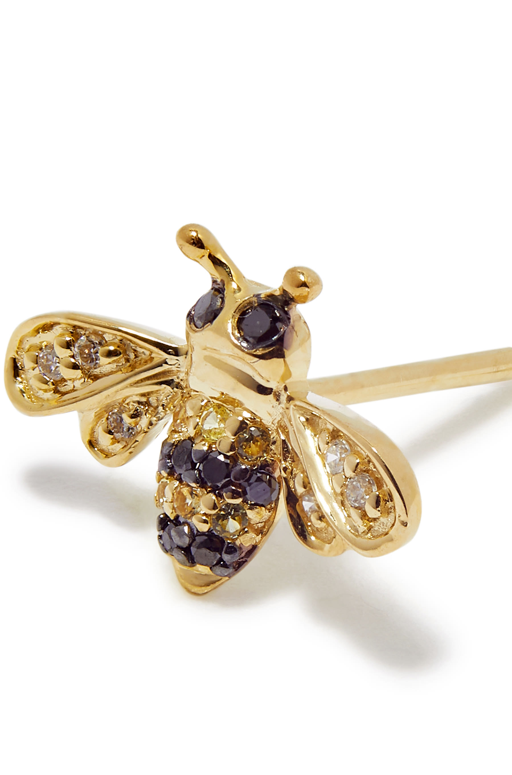  قرط صغير بتصميم نحلة، ذهب أصفر عيار 14 وألماس