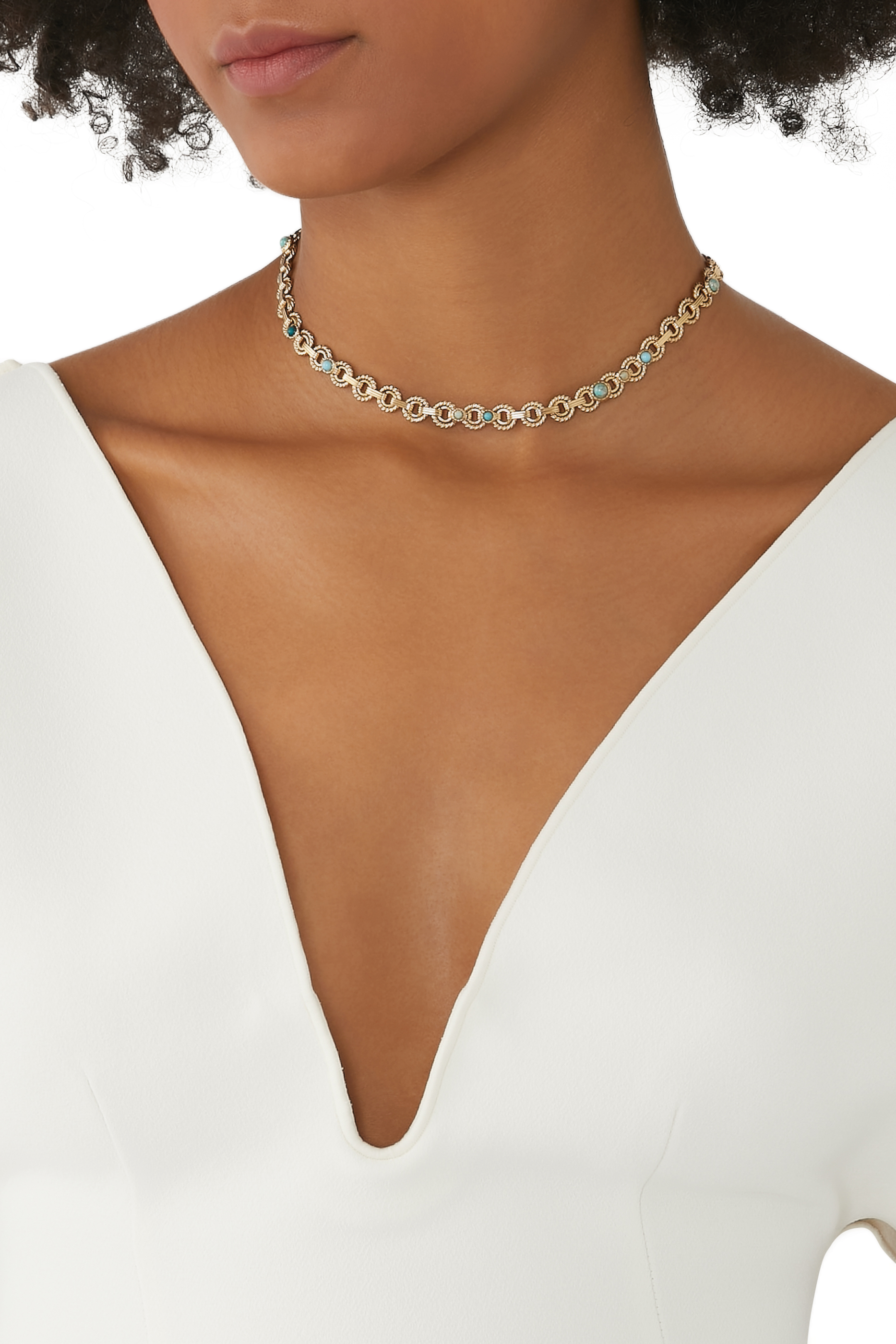 قلادة ميسترال بأحجار كريمة نحاس مطلي بذهب عيار 24