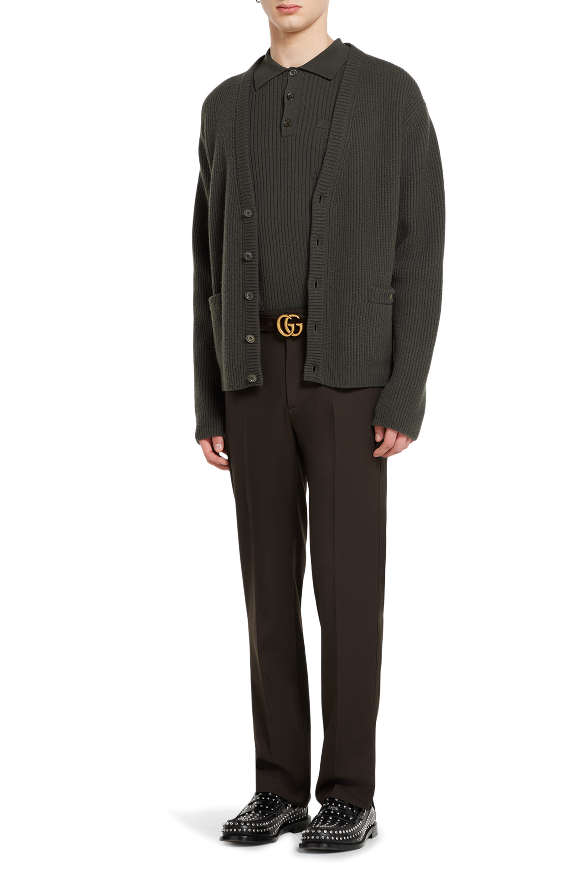 بنطال بشعار الماركة صوف غابردين