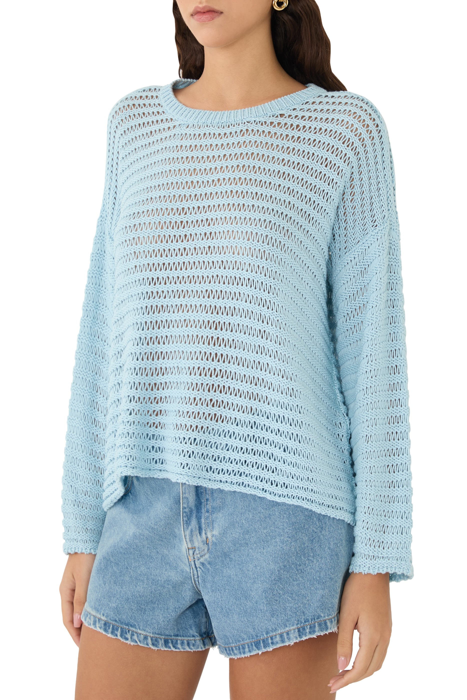 بلوزة بياقة ضيقة قطن بيروفي عضوي