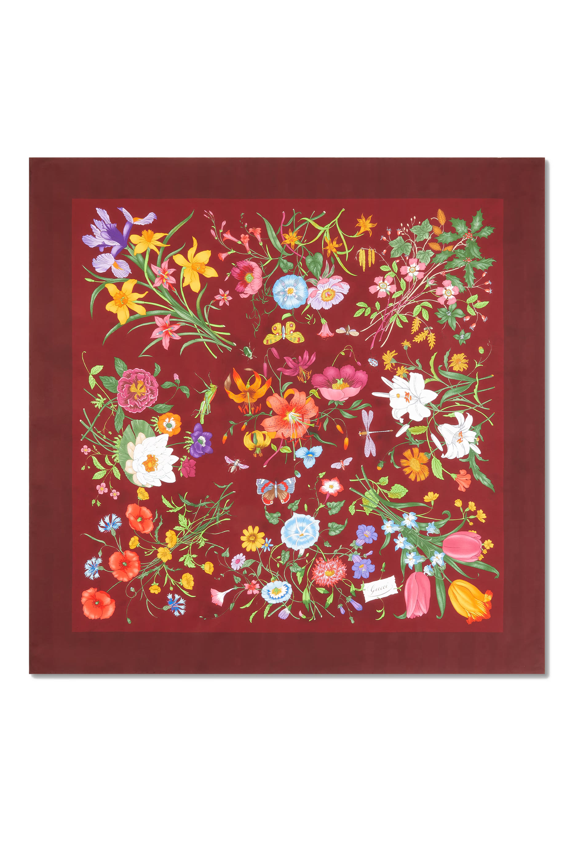 وشاح مربع بنقشة حرير تويل