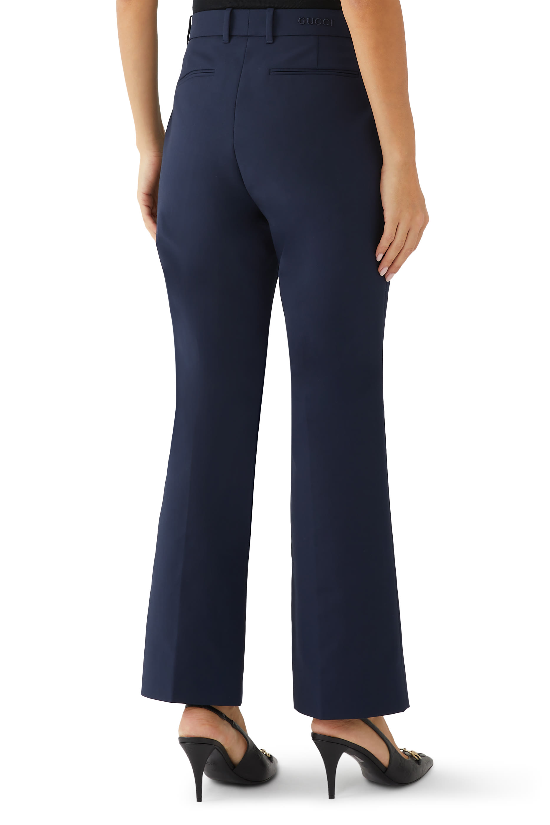 بنطال مطرز بشعار الماركة قطن