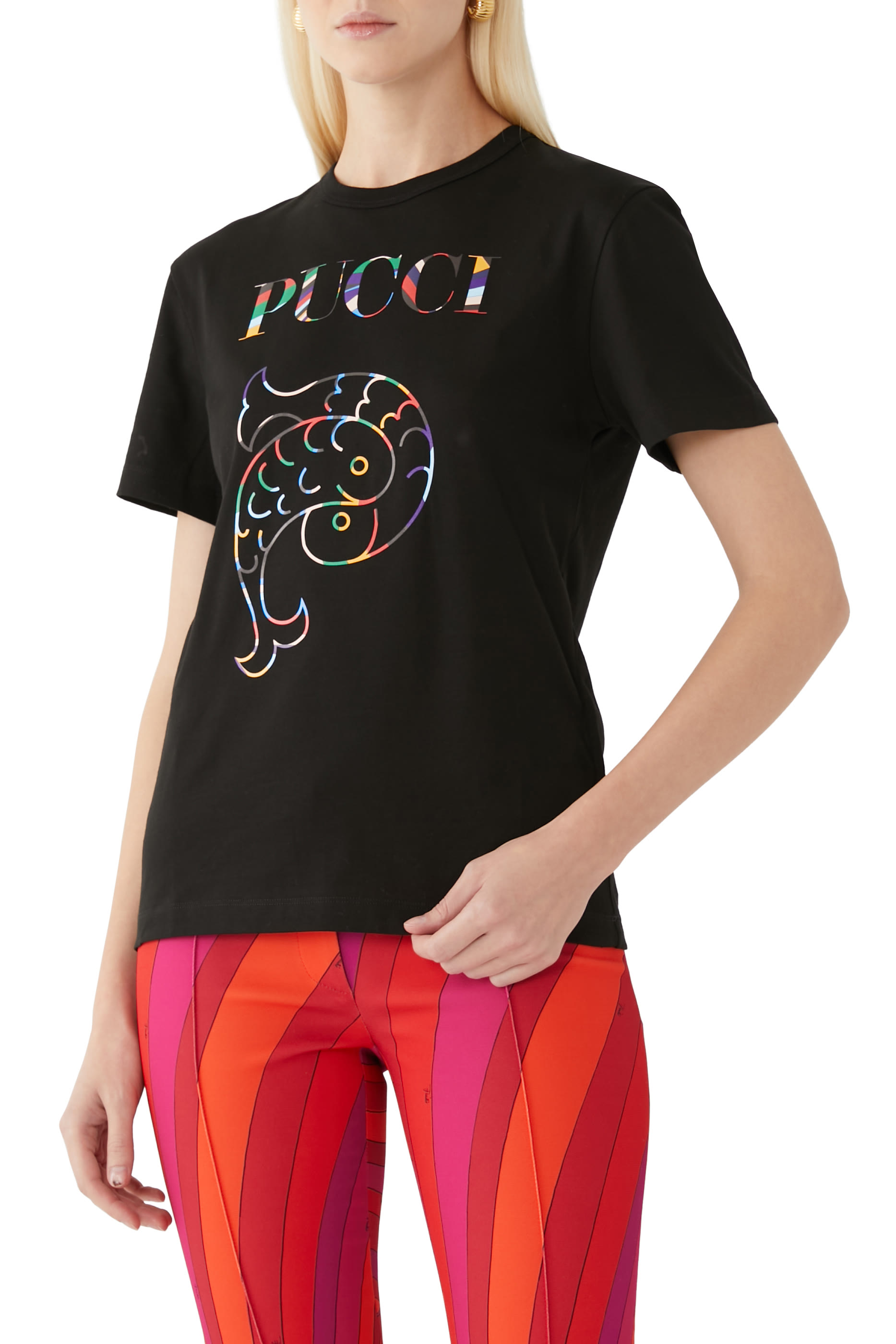 تيشيرت بطبعة شعار الماركة قطن