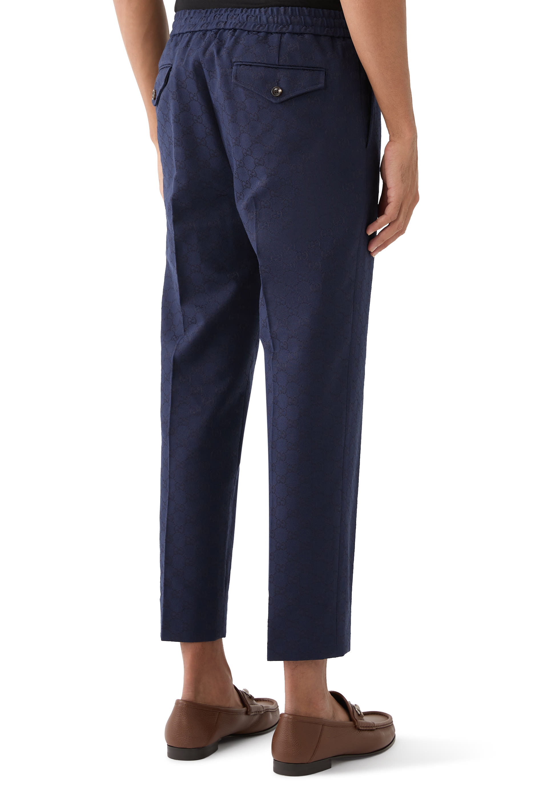 بنطال رياضي قماش قنب بنقشة حرفي شعار الماركة