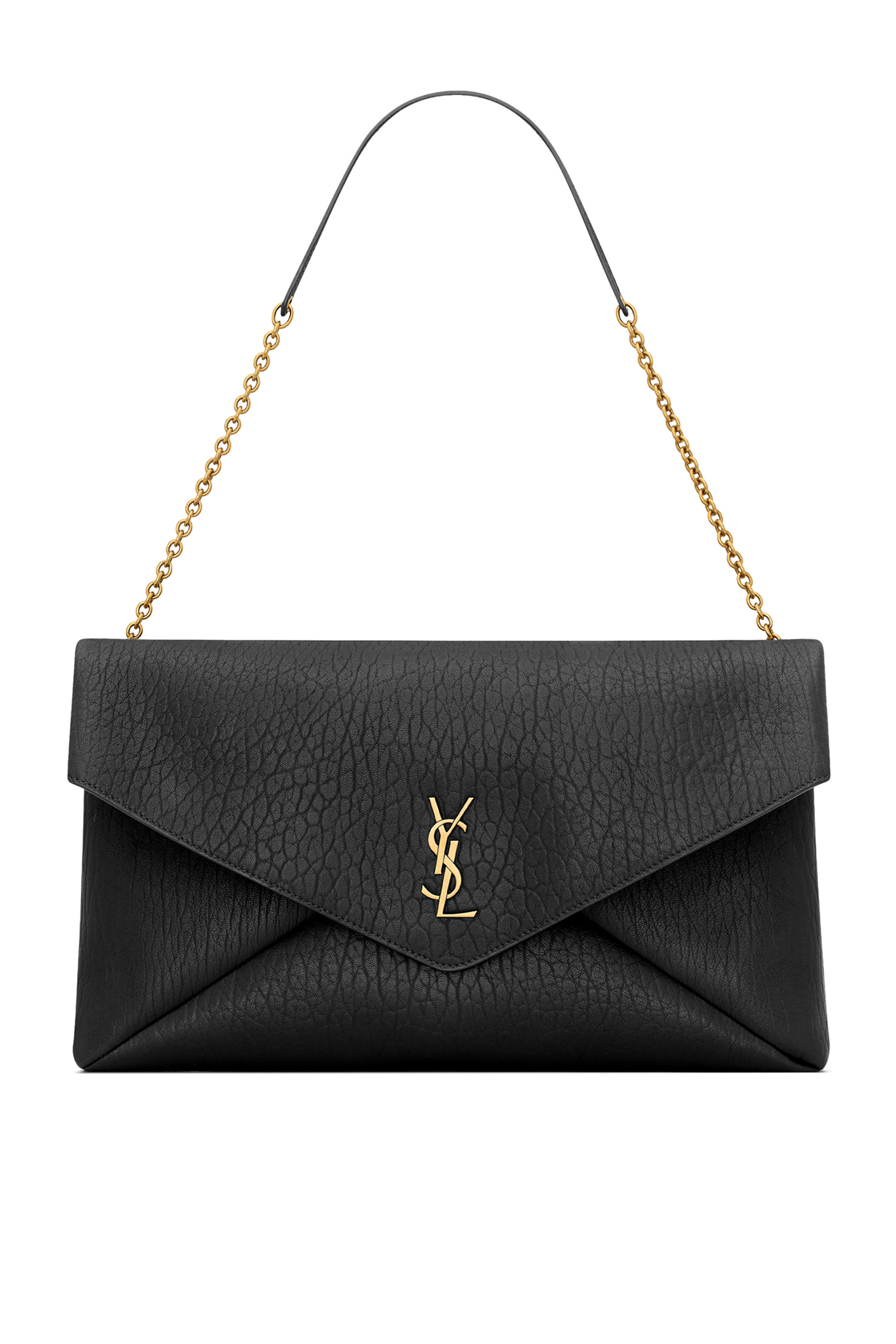 حقيبة كبيرة بحمالة سلسلة وشعار الماركة جلد حمل