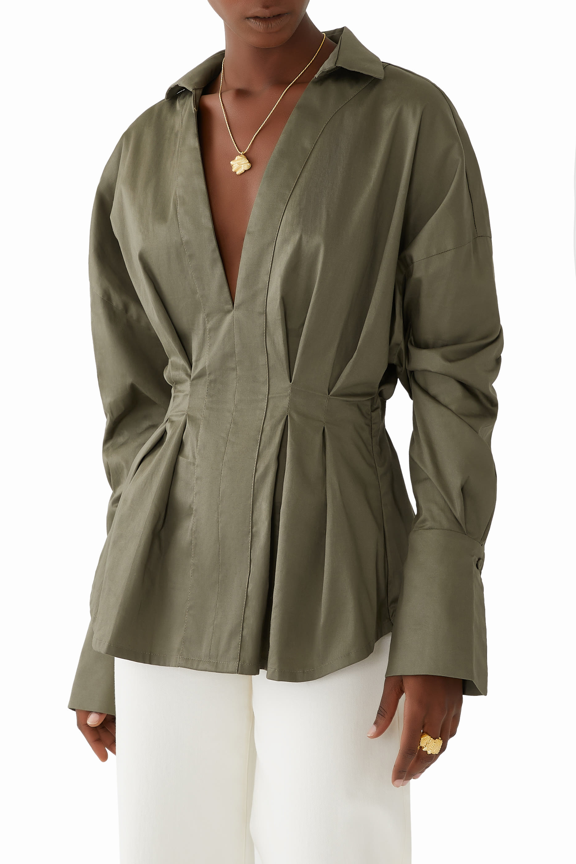 بلوزة نورونها درابيه قطن بوبلين