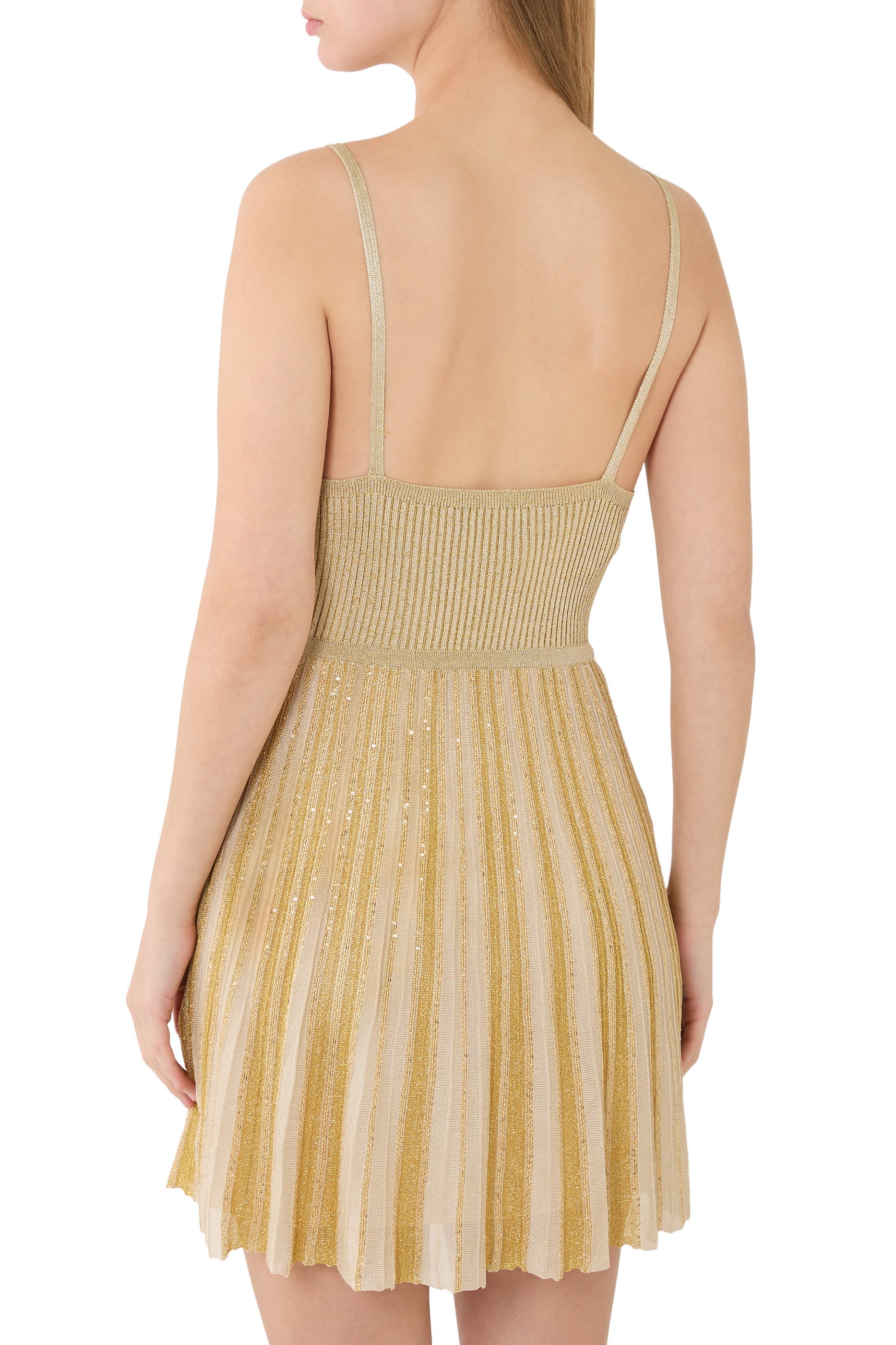 فستان قصير بتصميم مضلع وتفاصيل فتحات فيسكوز لاميه