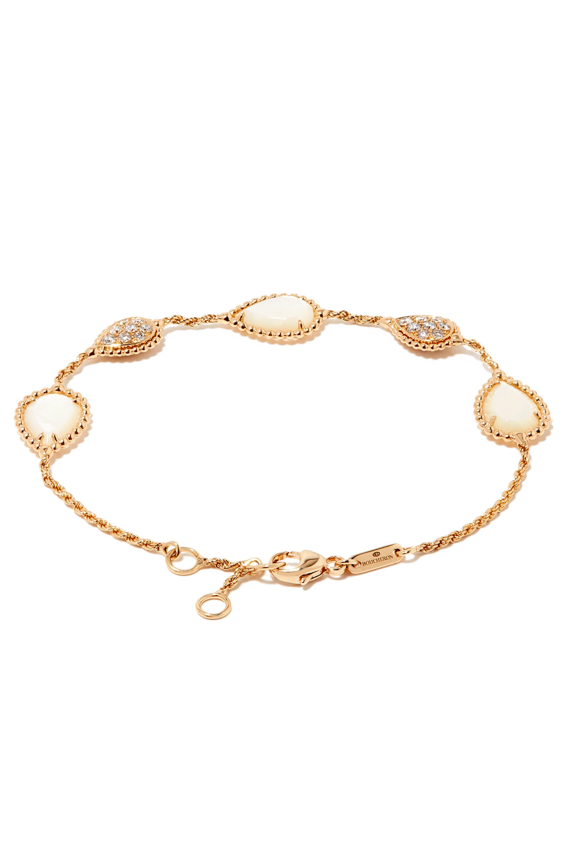 سوار سيربنت بوهيم ذهب أصفر عيار 18 قيراط بخمس حليات مرصعة بالماس بافيه مقاس XS