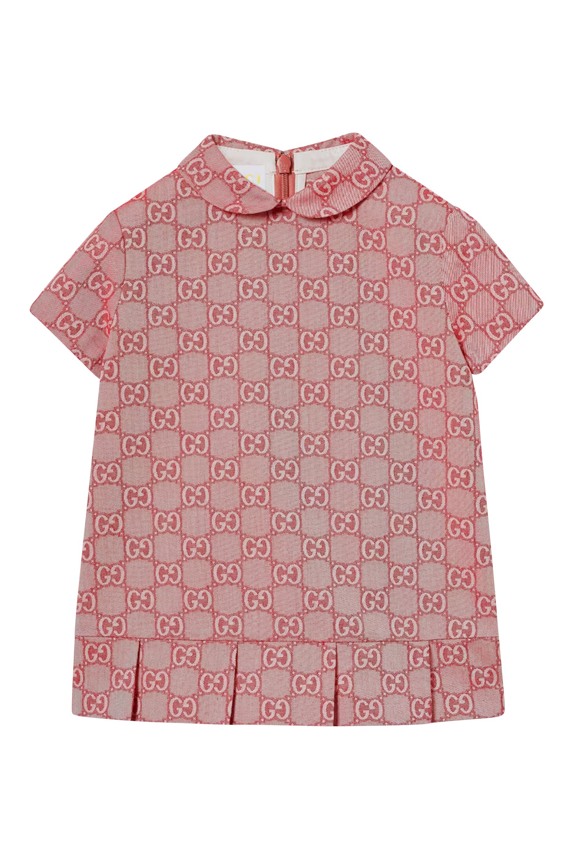 فستان مزين بحرفي شعار الماركة قطن تويل للرضع