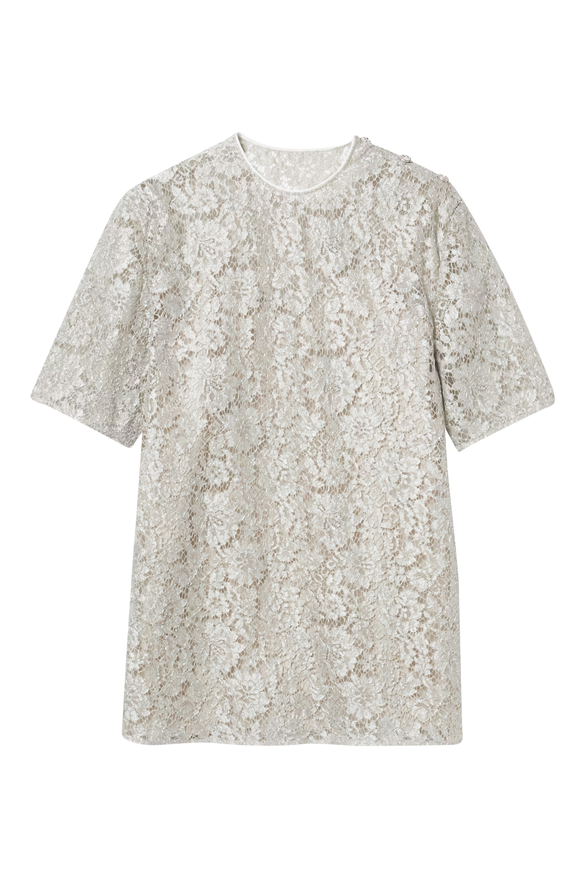 بلوزة بنقشة زهور قماش لامع