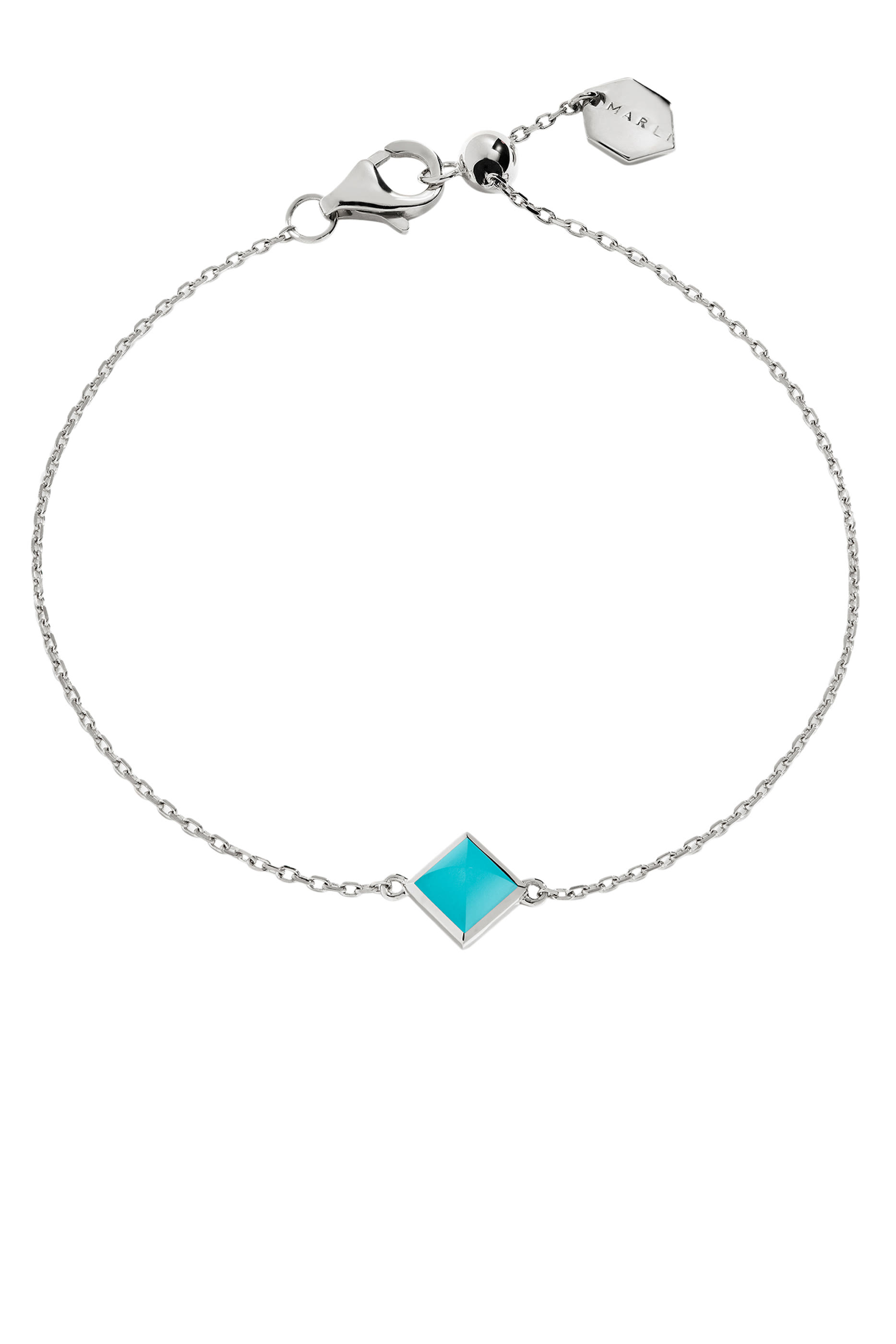 سوار كليو مرصع بفيروز هرمي ذهب أبيض عيار 18