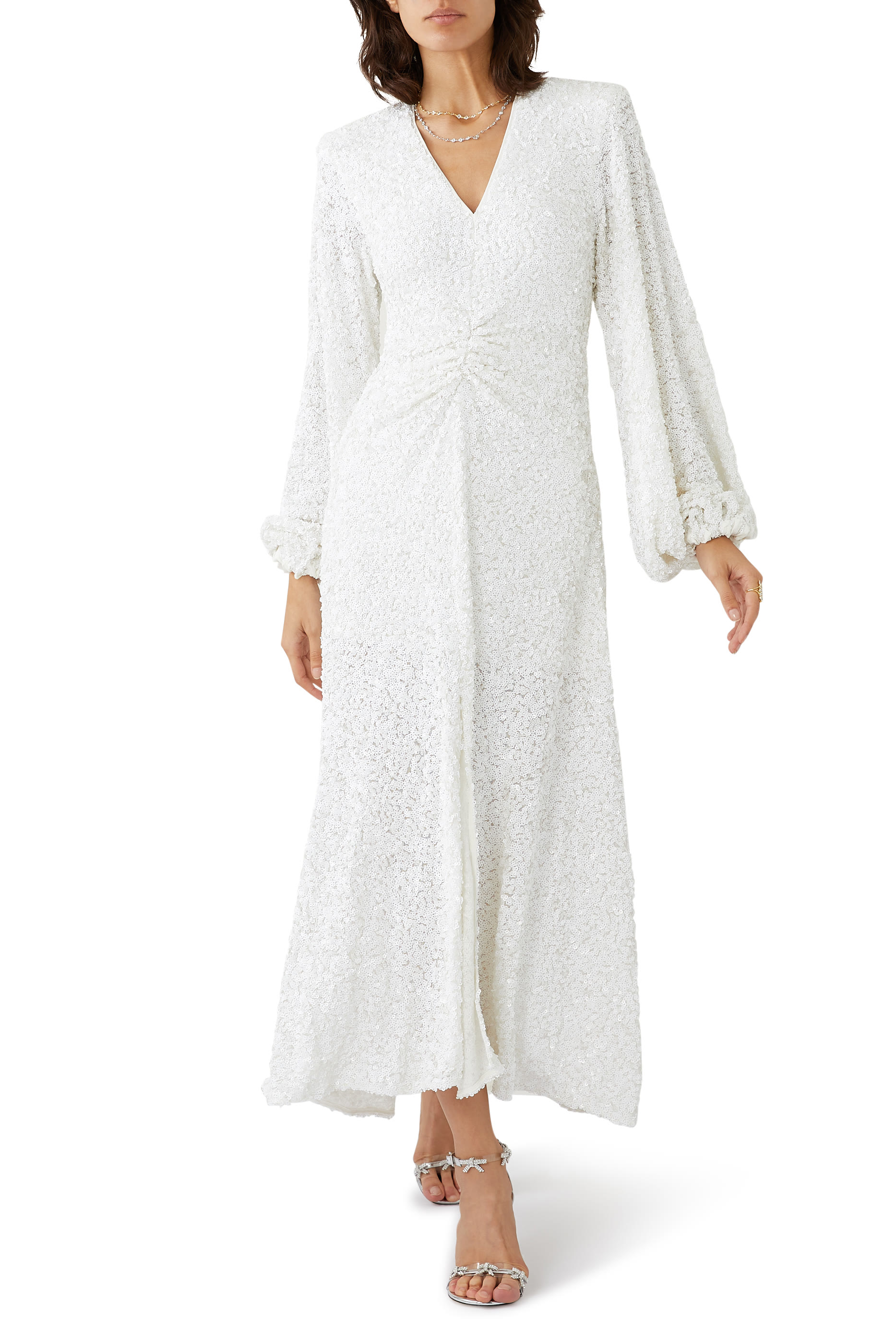 فستان سيرين متوسط الطول مطرز بالترتر