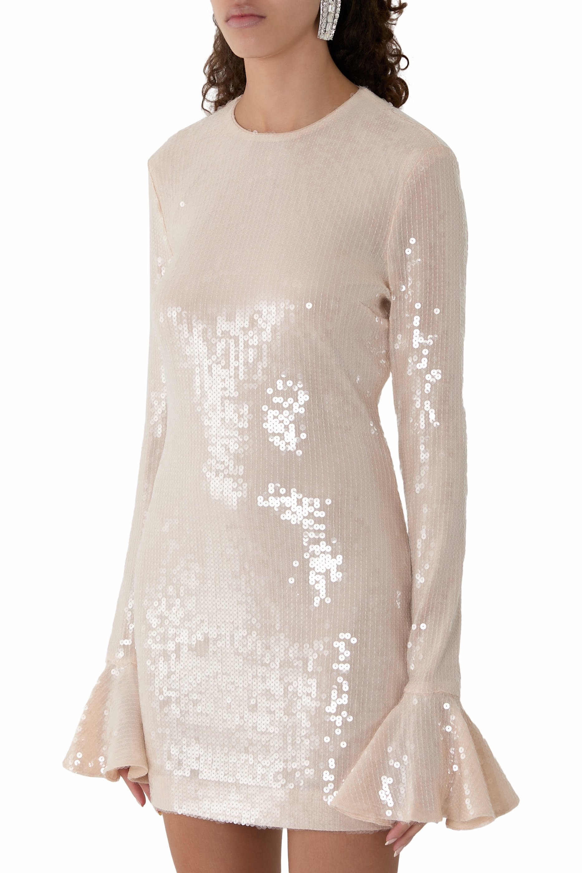 فستان قصير مزين بترتر