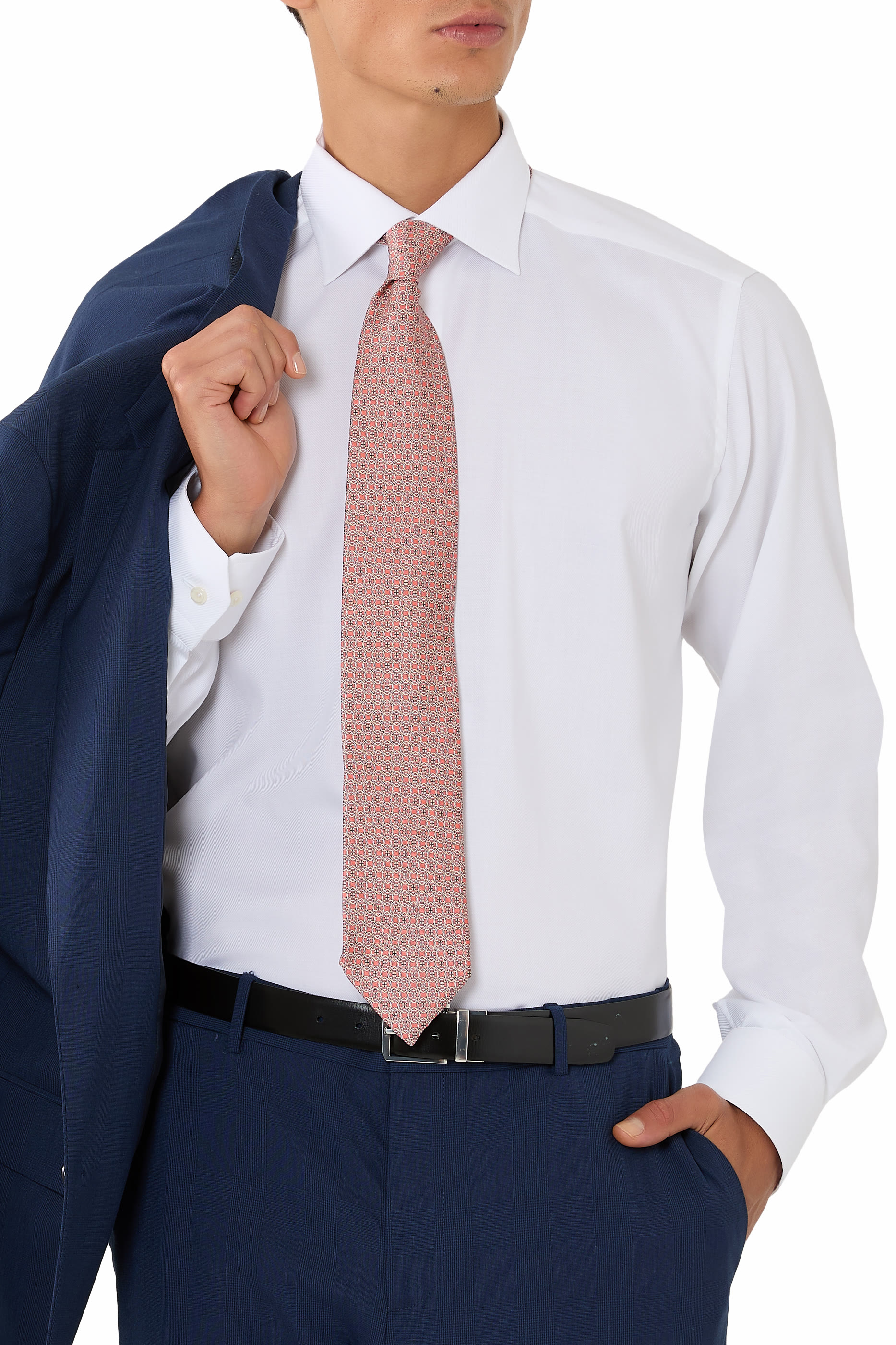 ربطة عنق بنقشة هندسية حرير