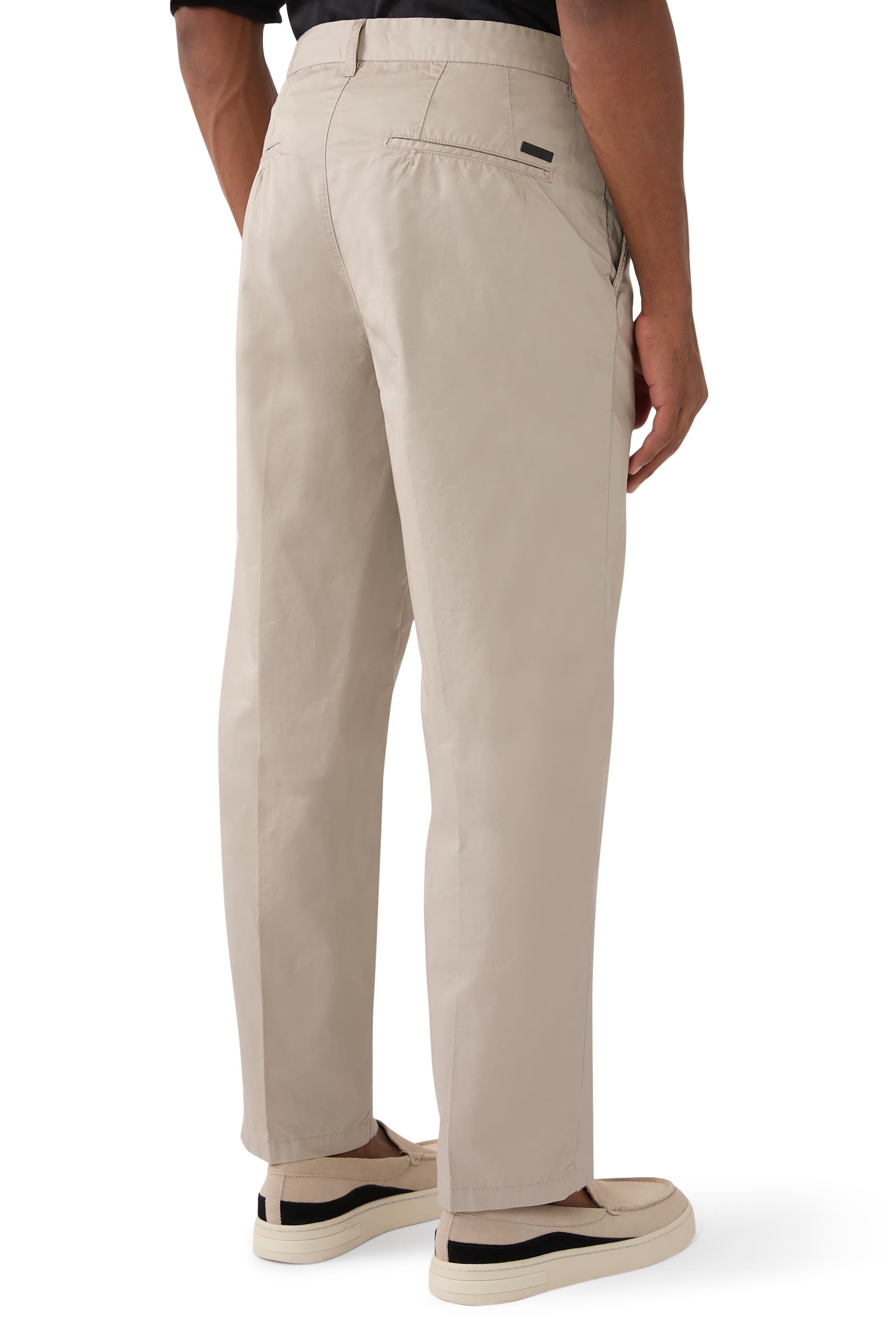 بنطال بقصة ساق مستقيمة قطن تويل