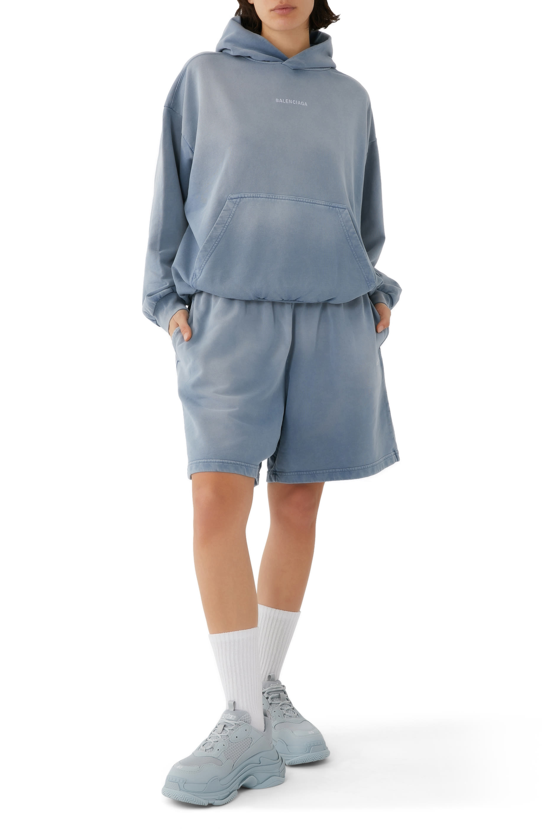 هودي باهت للجنسين بشعار الماركة