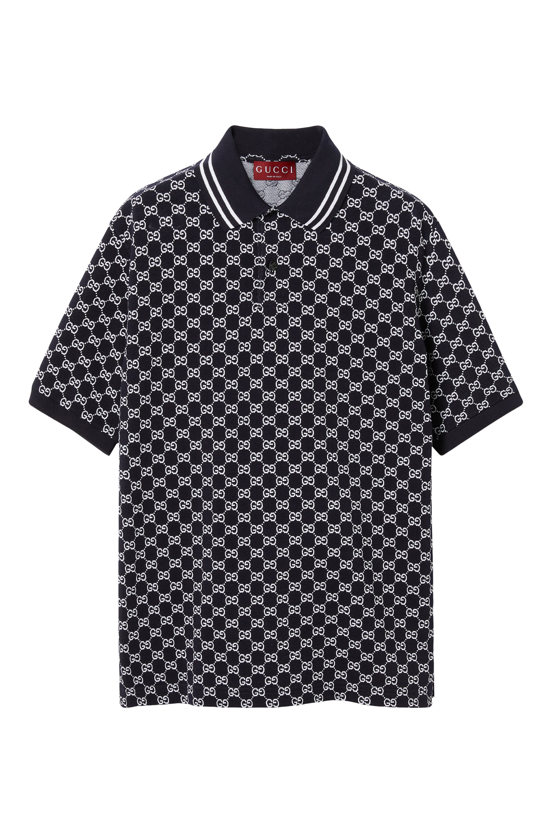 قميص بولو بنقشة شعار حرفي الماركة قطن بيكيه وجاكار