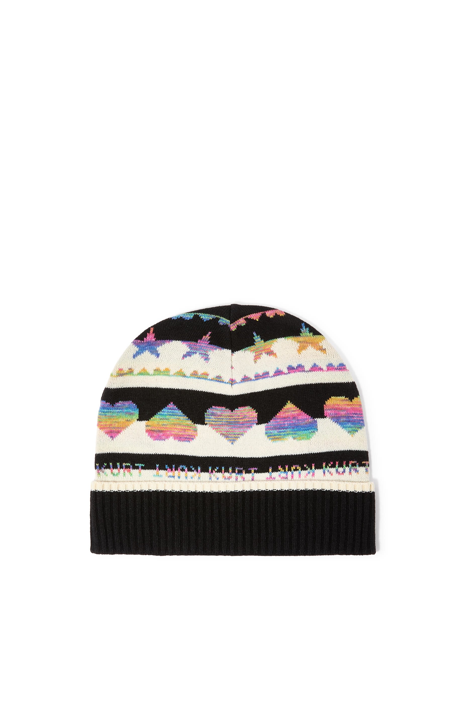 قبعة بيني مزينة بنقشة نجوم وقلوب وفيونكة