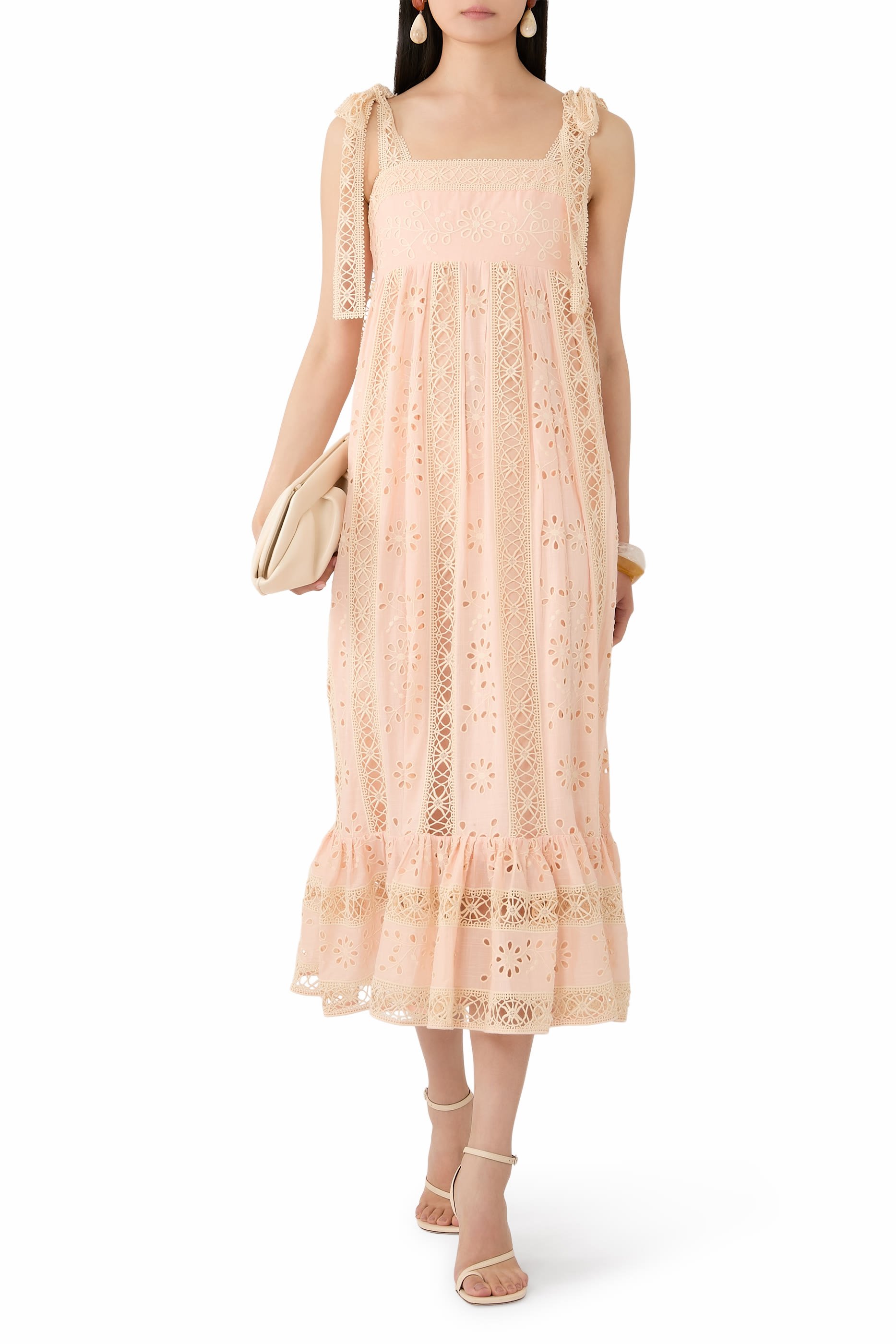 فستان أويكن طويل مخطط بارز الملمس